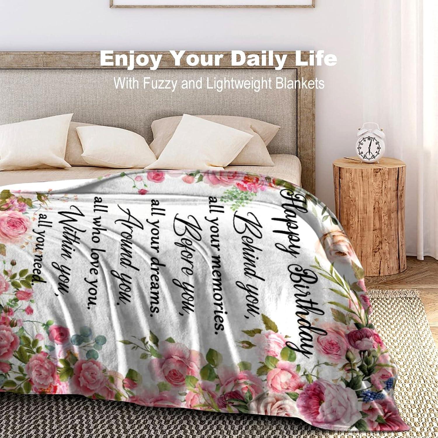DALIHUA Birthday Gifts for Women Blanket Happy Birthday Decorations Throw Blanket Best Birthday Gift Ideas for Women Men 60x80inches