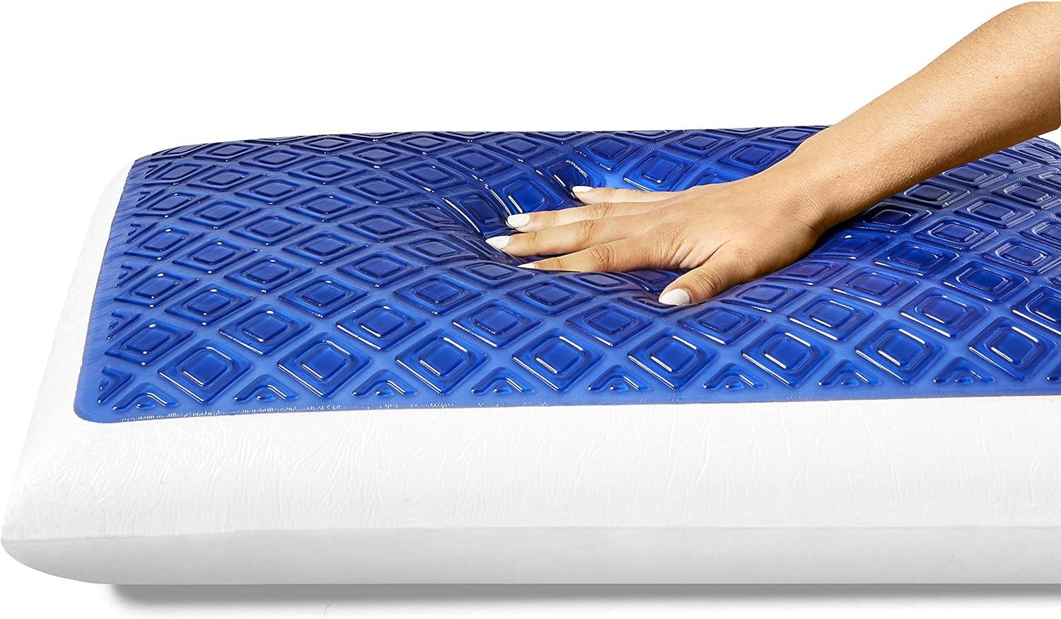 Standard Blue and White Gel Memory Foam Bed Pillow