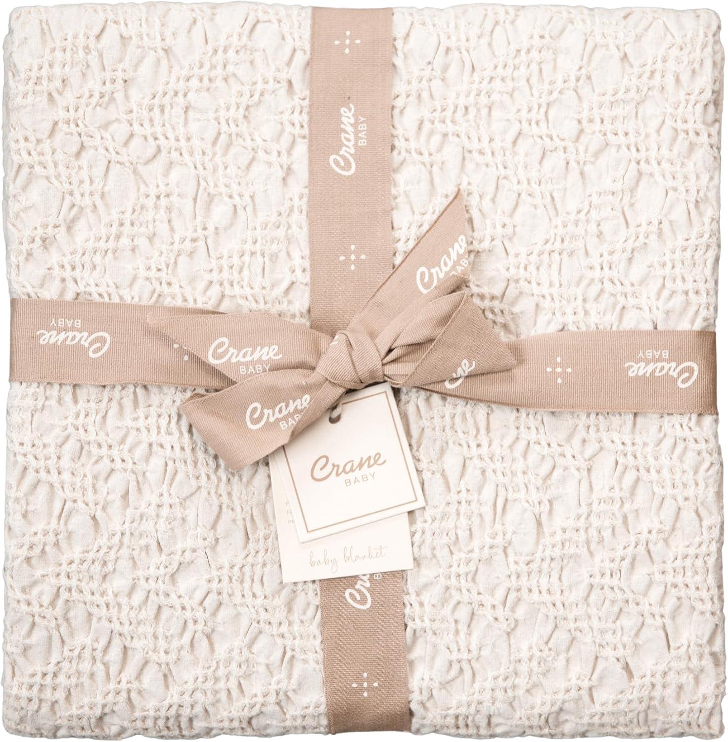 Cream 30"x40" Blanket, 100% Cotton, For Baby Nursery or Stroller by Crane Baby