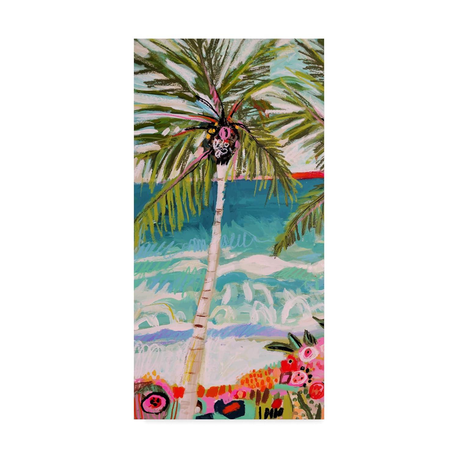 Trademark Fine Art -Karen Fields 'Palm Tree Wimsy I' Canvas Art - 32''x16''