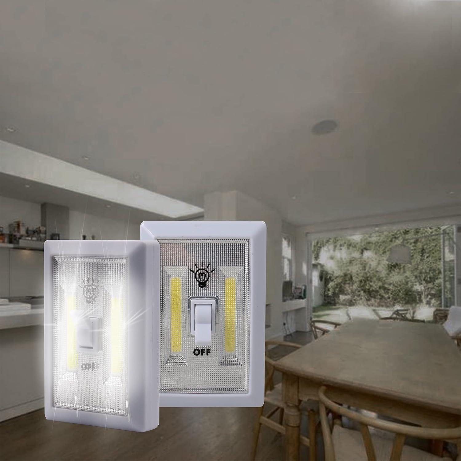 Battery Operated Switch LED Lights, Portable Tap Light, Push Closet Light, COB LED Cordless Night Lights, Touch, Wall Mount Under Cabinet, Shed, Kitchen, Garage, Attic, RV(6 Pack)