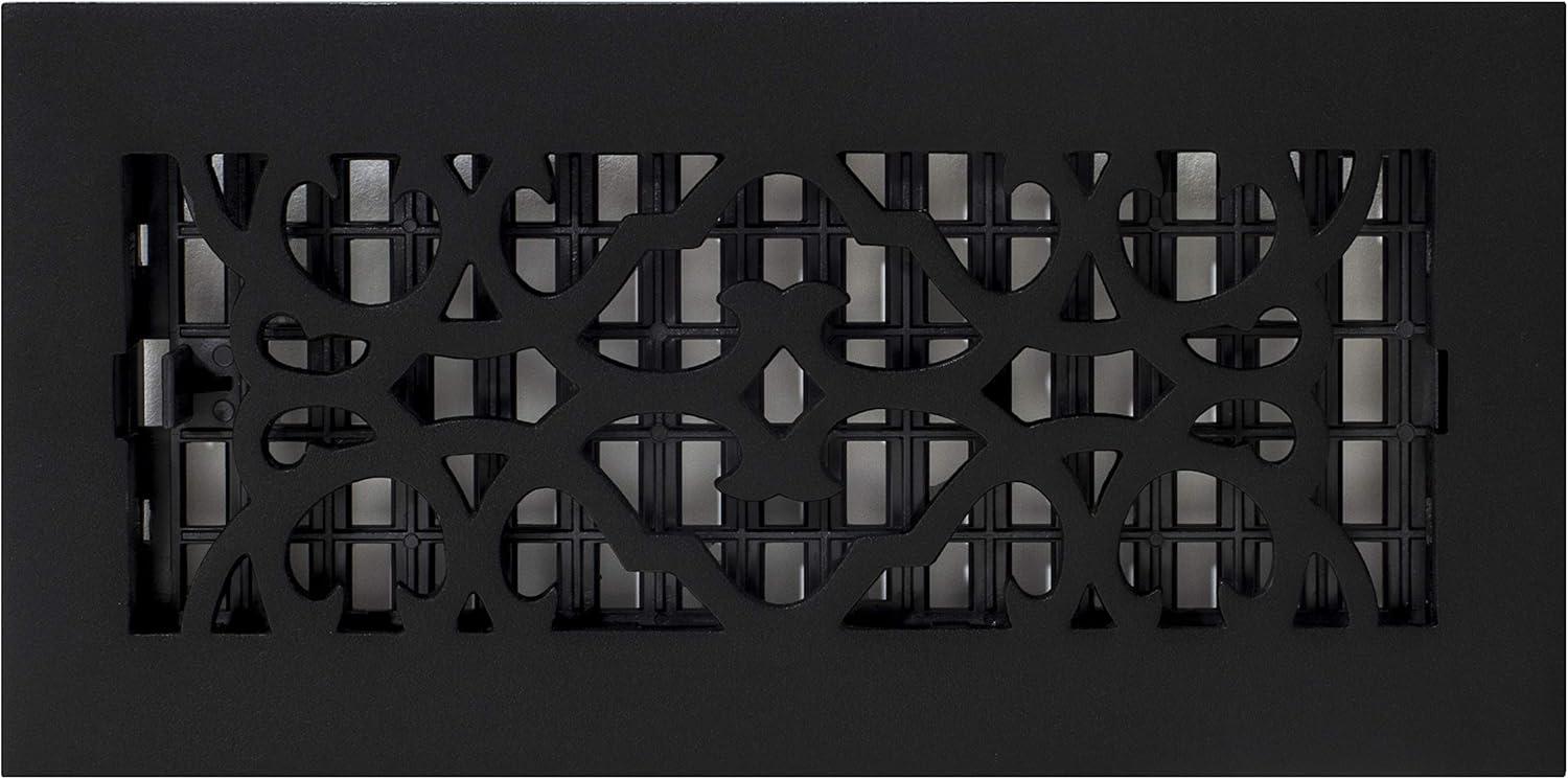 Decor Grates AC410-BLK Victorian Floor Register, 4 x 10, Cast Iron Black