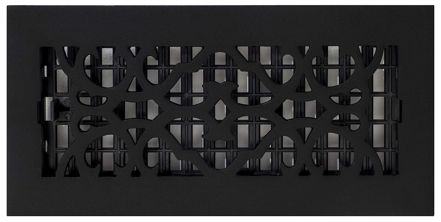 Decor Grates AC410-BLK Victorian Floor Register, 4 x 10, Cast Iron Black