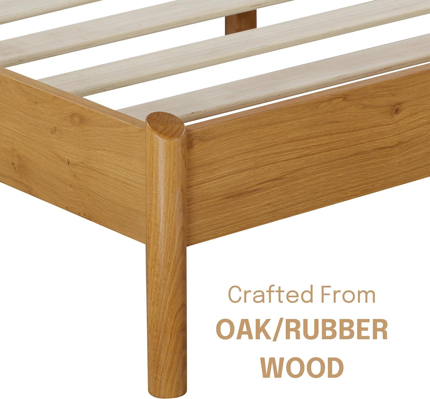 NTC Gem Solid Wood Bed Frame with Headboard and Silent Slats, 1000 Lbs. Capacity Bed Frame