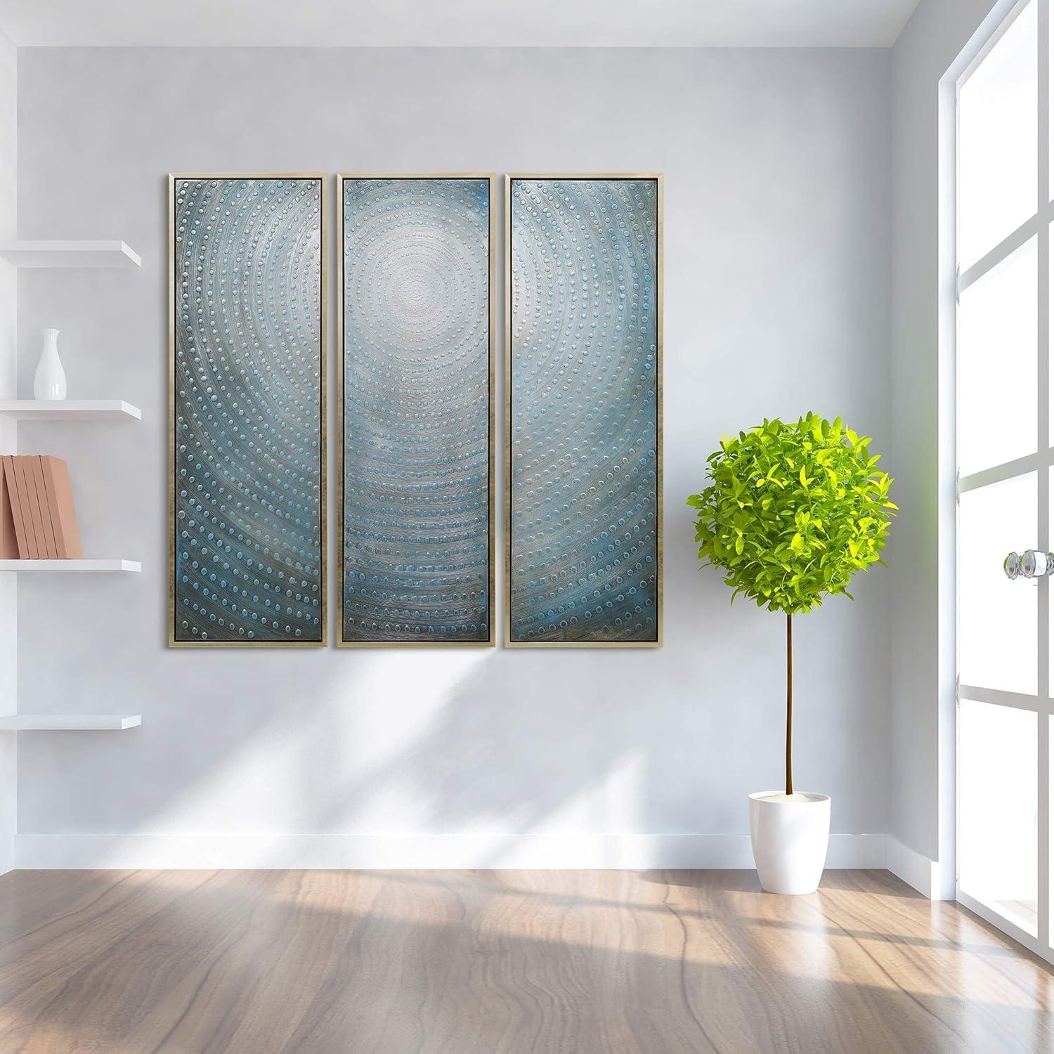 Empire Art Direct Concentric Textured Metallic Hand Painted Triptych Wall Art, 60" x 20" x 1.5", Ready to Hang