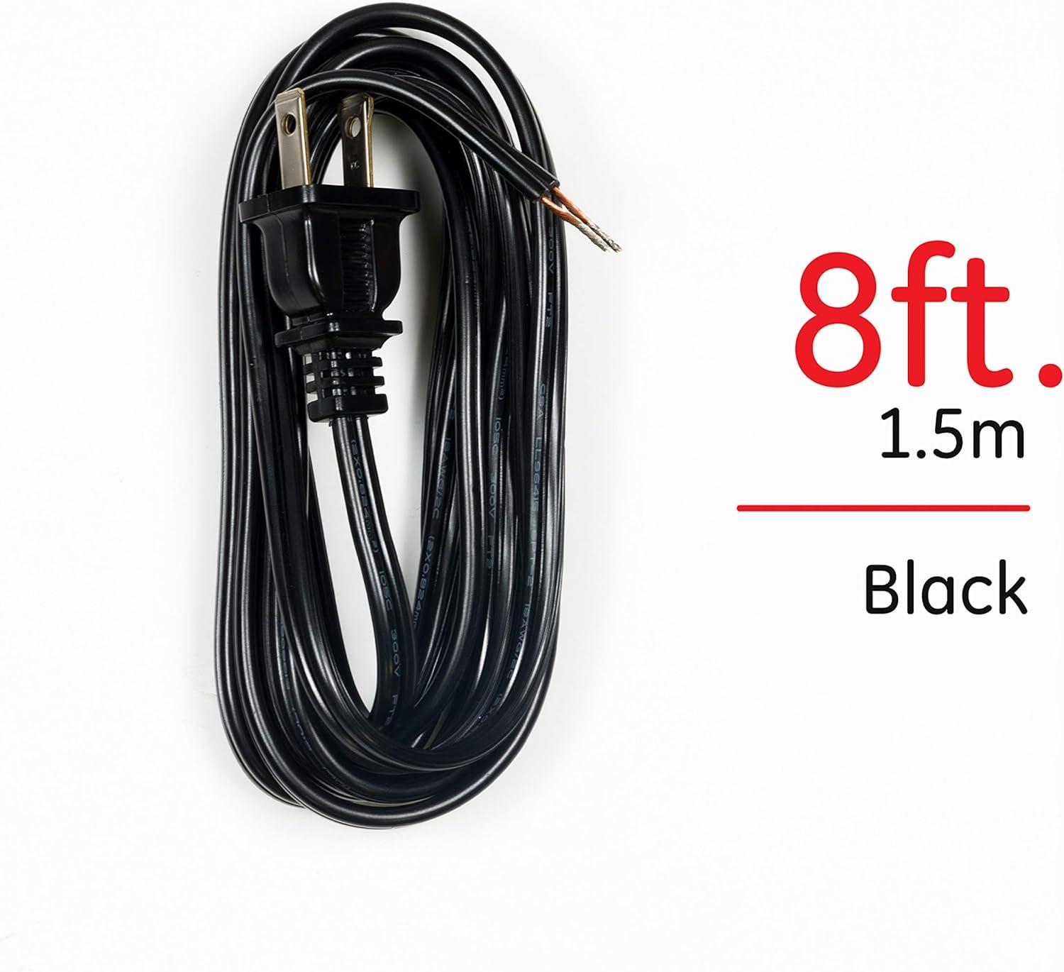 8 ft. Replacement Cord Set with Polarized Plug on 1-End, Black