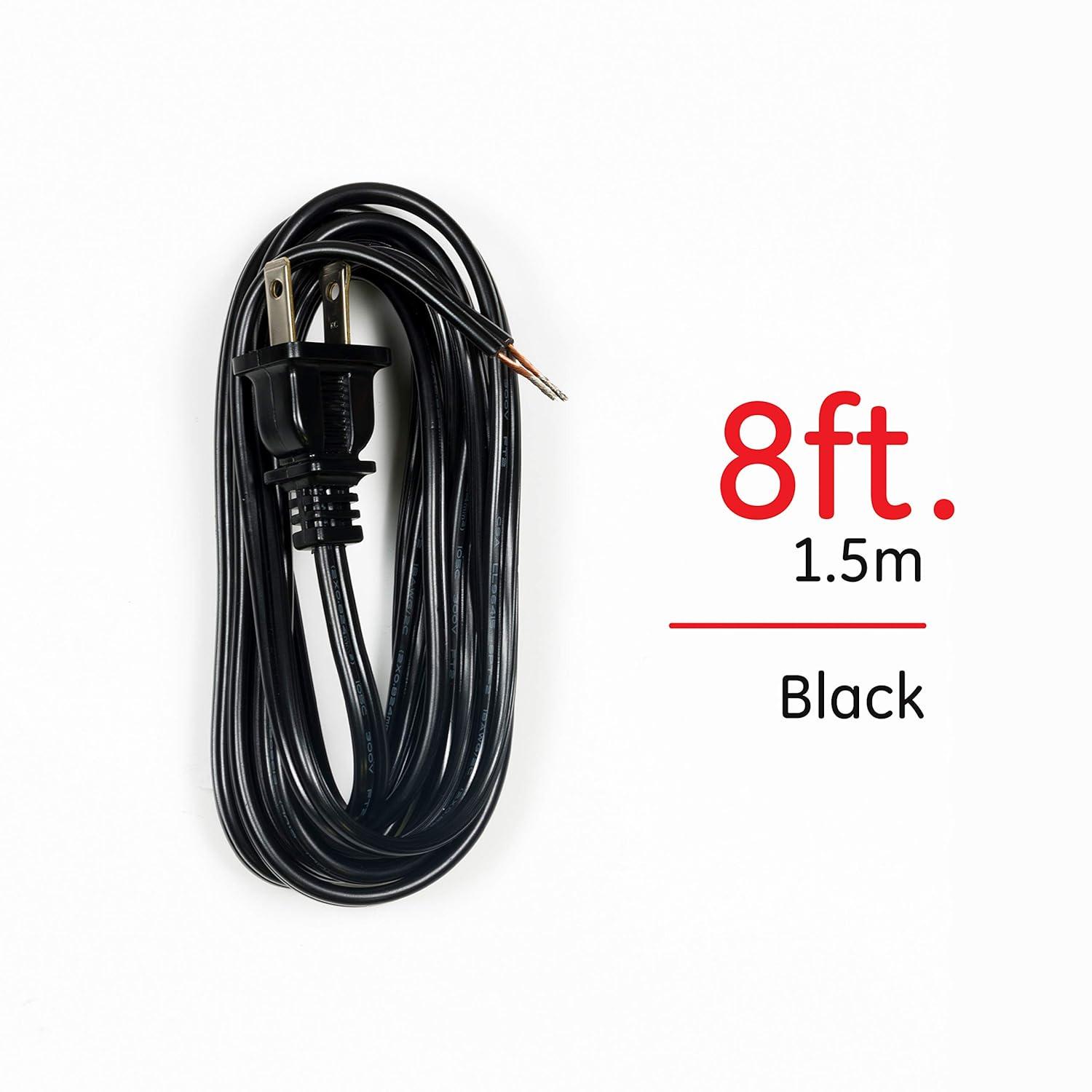 8 ft. Replacement Cord Set with Polarized Plug on 1-End, Black