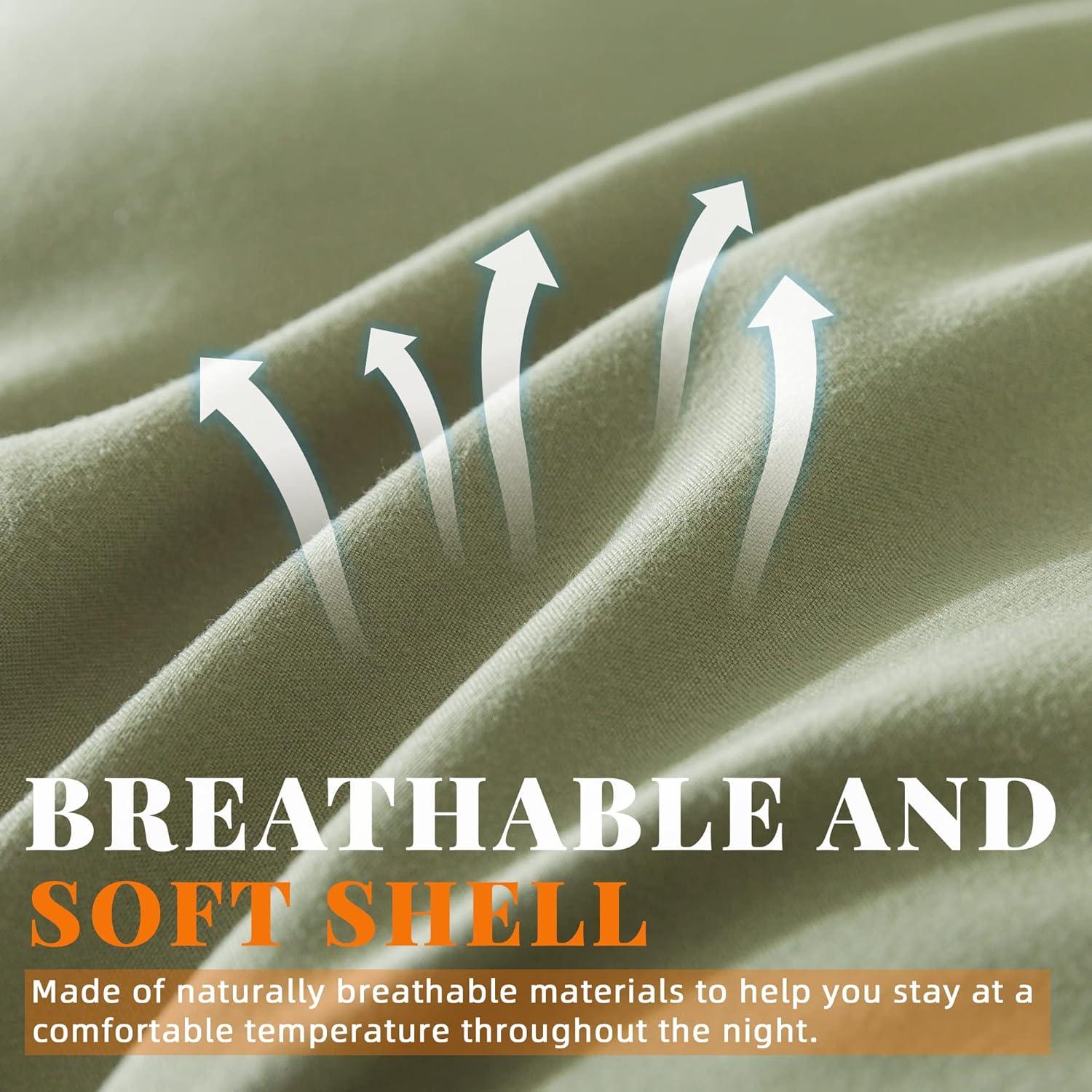 JUSTLET Luxury Solid Down Alternative Machine Washable Sage Green Comforters, Full