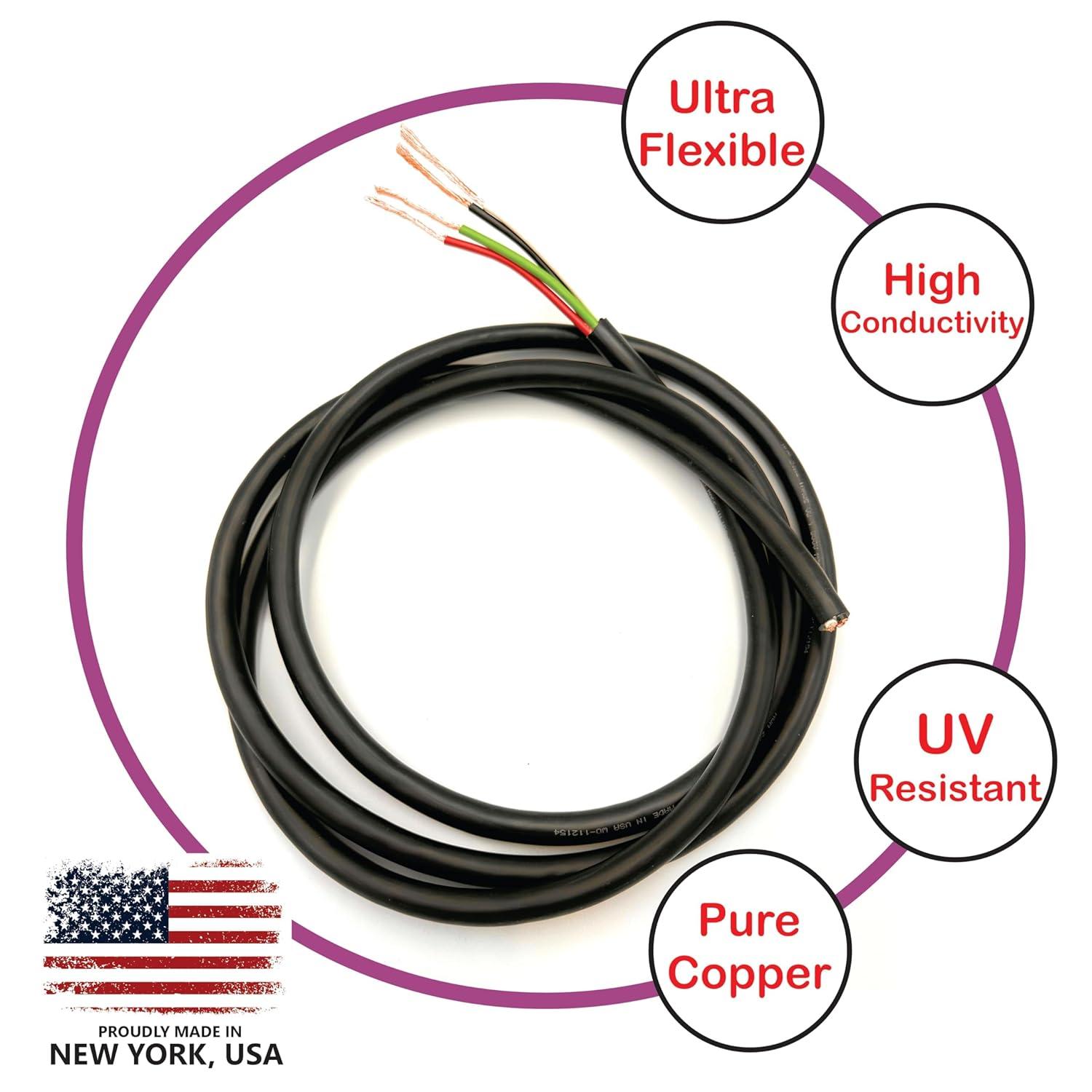 NATIONAL Wire&Cable - Premium Electrical Wire - 10 Gauge 4 Conductors - 100Ft - Made in USA