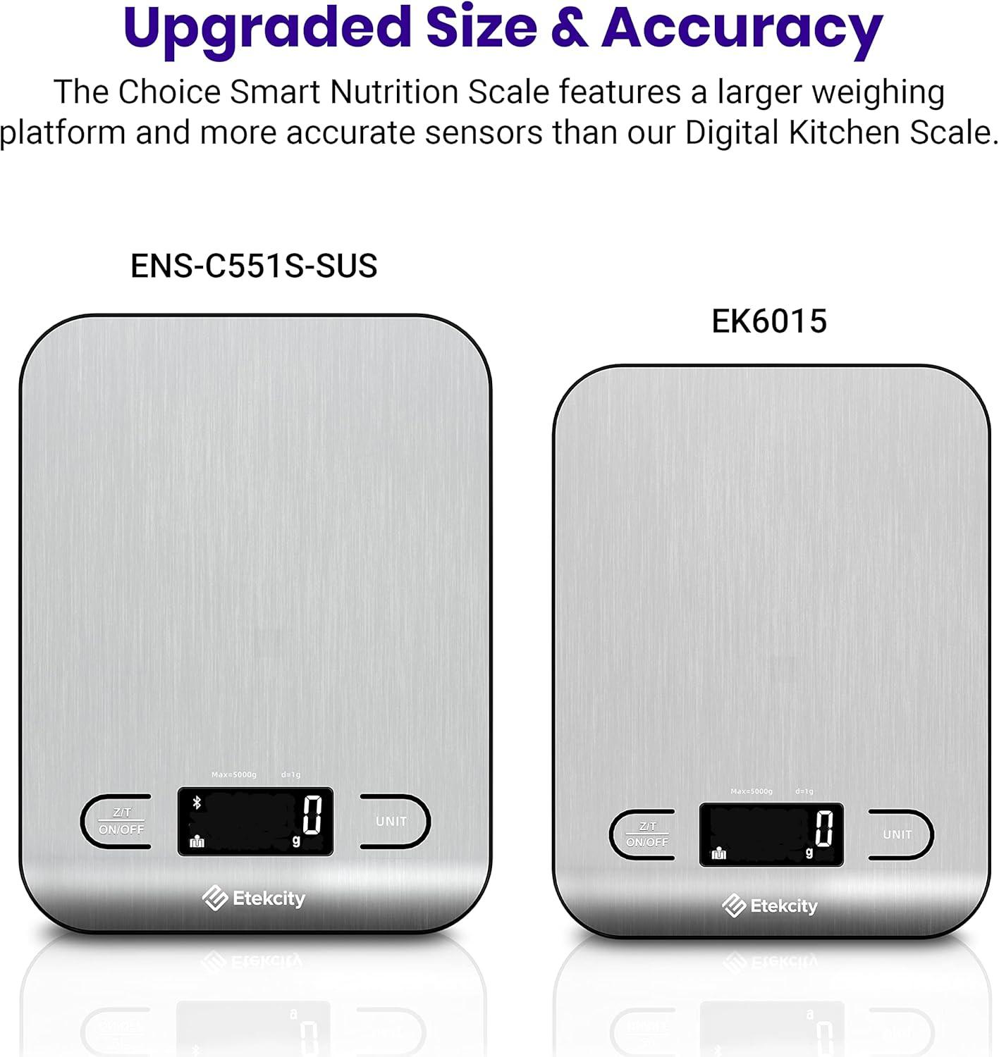 Etekcity Choice Smart Nutrition Scale Accurate Sensors Large Digital Display Kitchen Scale