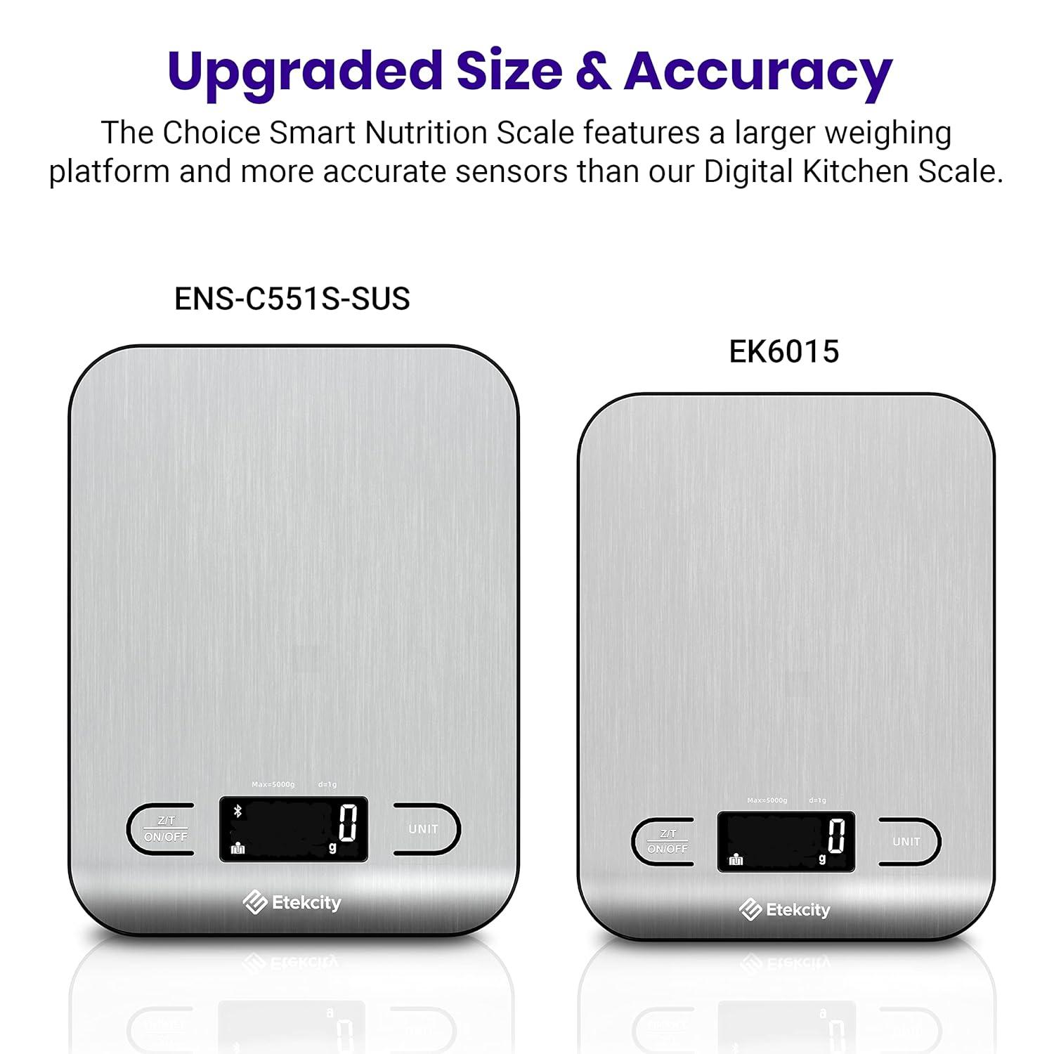 Etekcity Choice Smart Nutrition Scale Accurate Sensors Large Digital Display Kitchen Scale