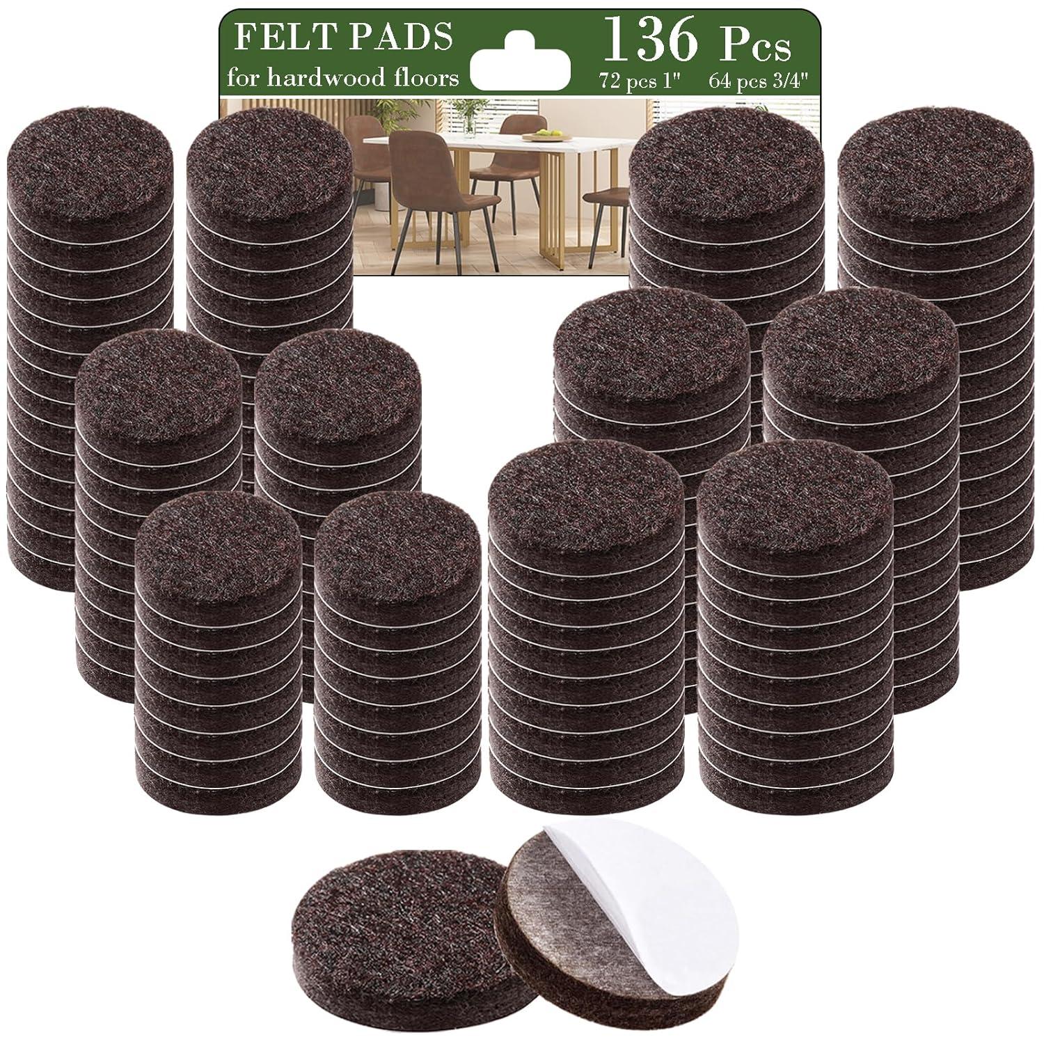 Fursafe&Q Felt Furniture Pads, Furniture Felt Pads for Hardwood Floors -Self Adhesive Chair Leg Floor Protectors, Protect from Nicks, Dents and Scratches, Chair Feet Protectors 136 Pcs Chair Feet