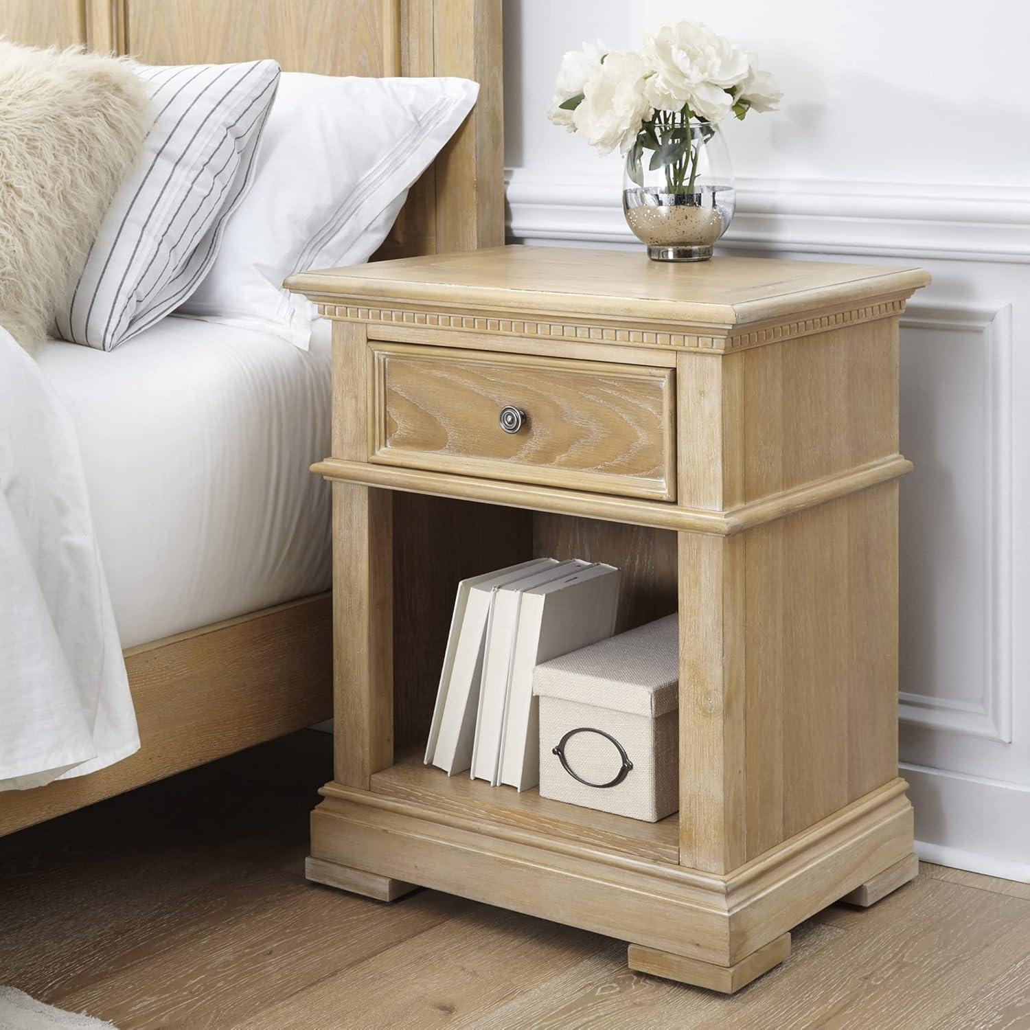 Manor House Light Brown Wood Nightstand with Drawer