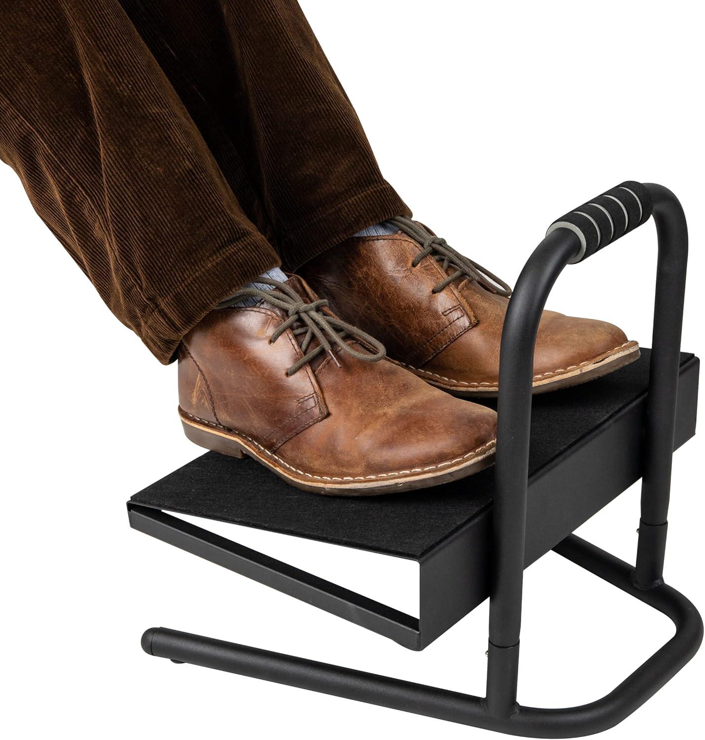 Mind Reader Foot Rest, Under Desk at Work, Ergonomic, Height Adjustable, Office, Metal, 15"L x 14.25"W x 14.5"H