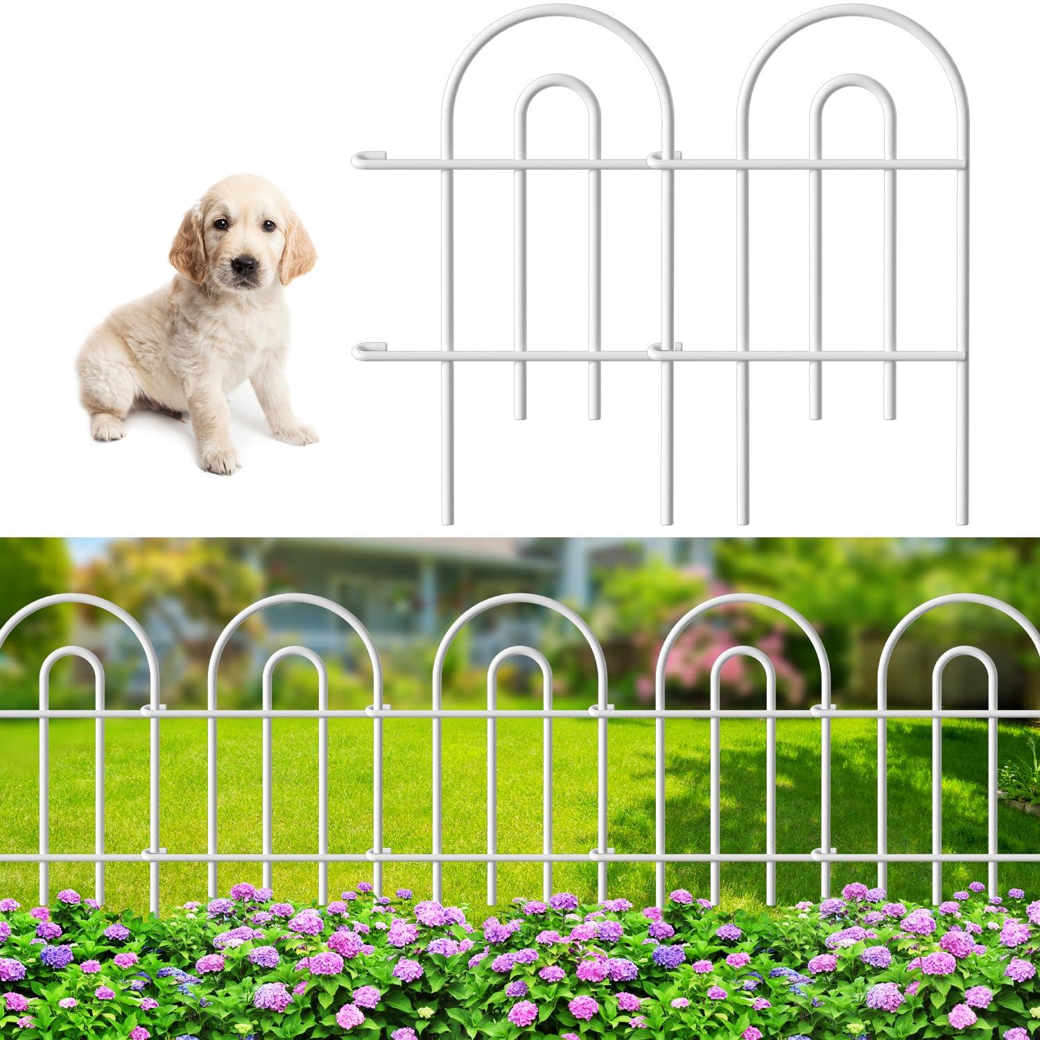 Amagabeli 14 panels Decorative Garden Fences and Borders for Dogs 32in(H)×20ft(L) No Dig Metal Fence (Set of 14)
