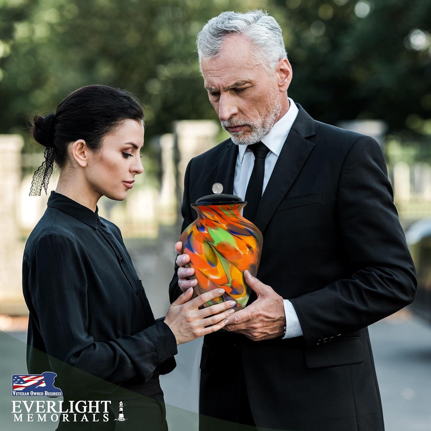 Everlight Memorials Autumn Radiance Hand Blown Glass Cremation Urns for Human Ashes