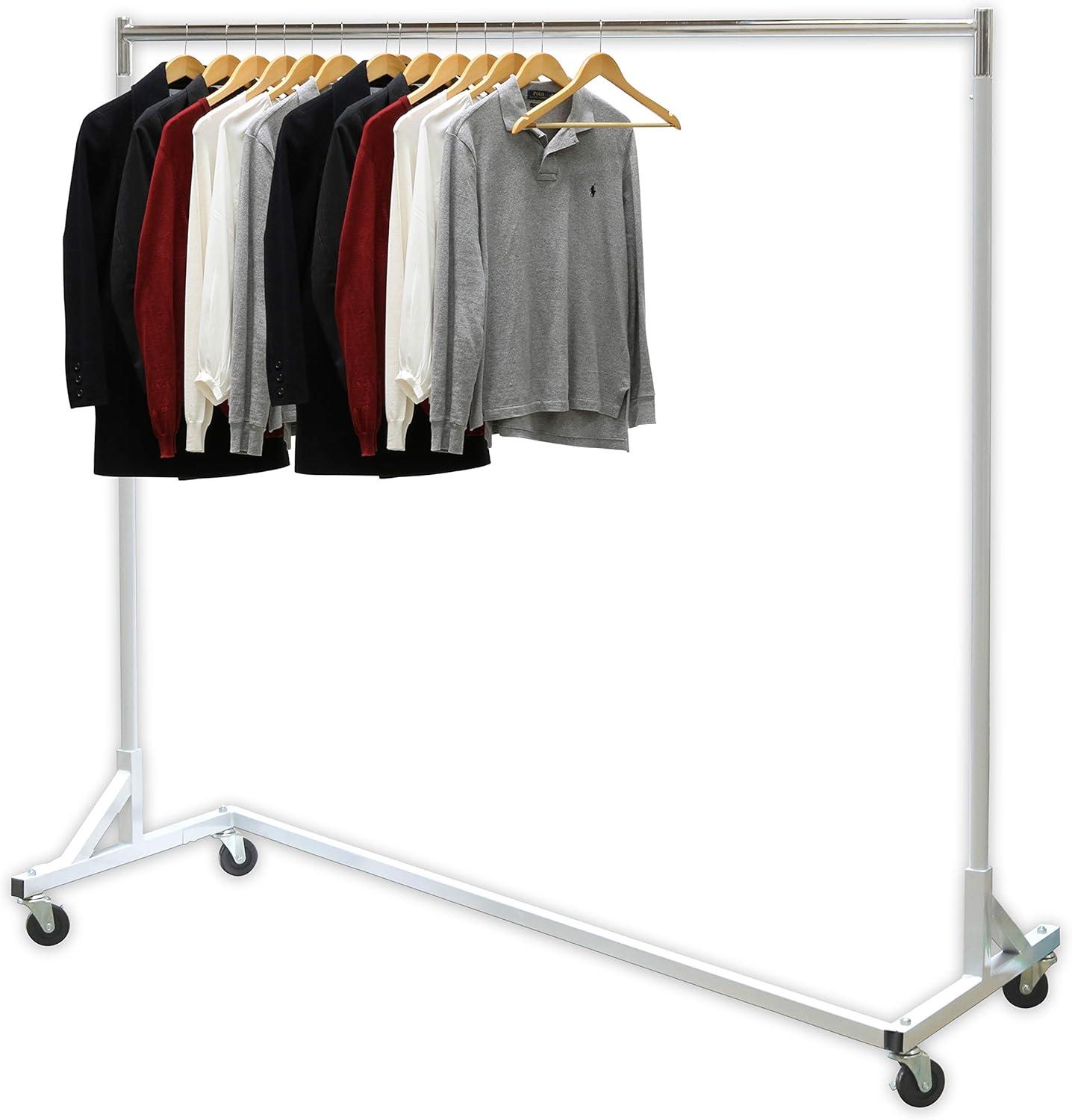 Heavy Duty Chrome Z-Base Garment Rack with Wheels