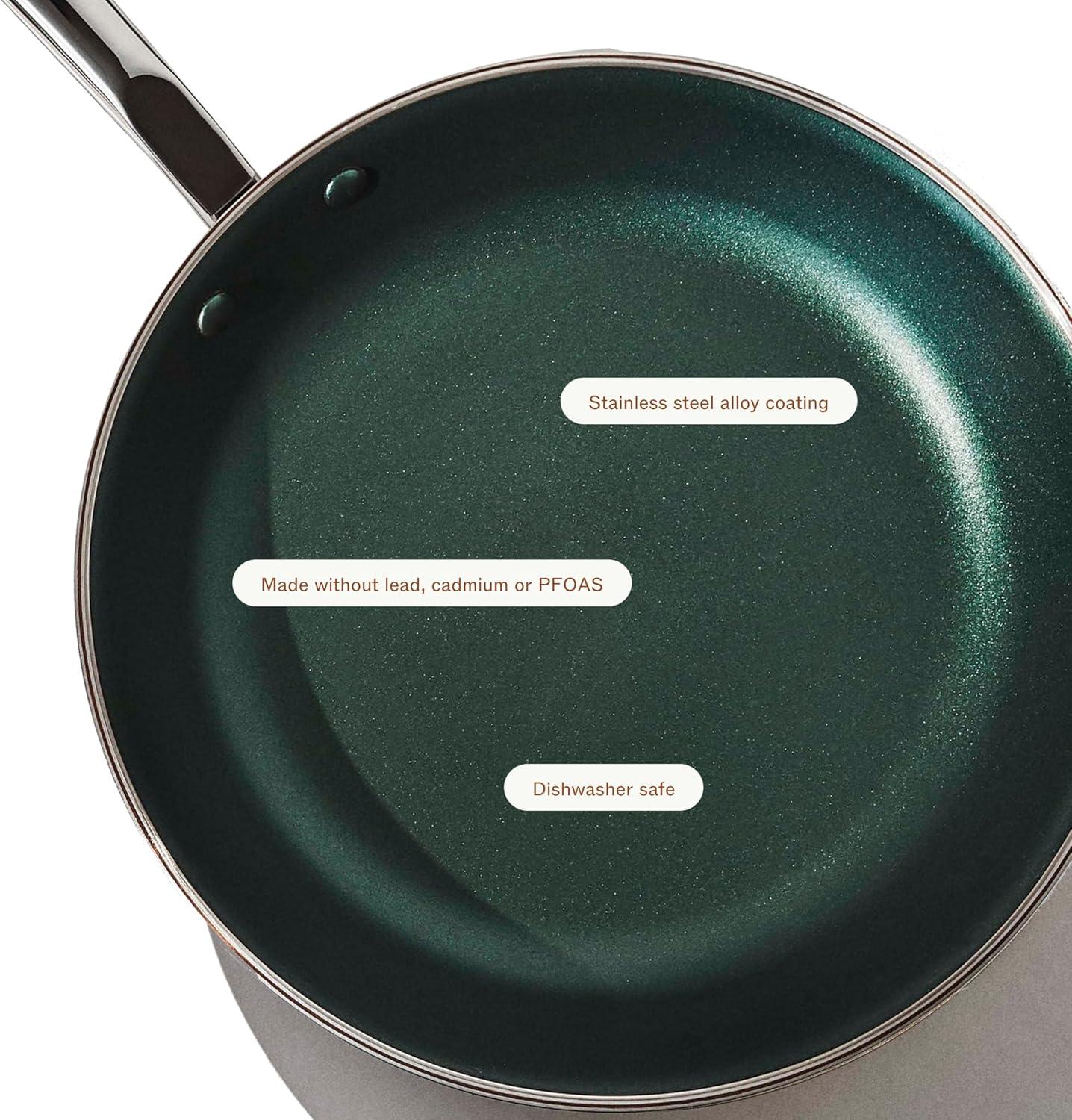 10.5 Inch Green Ceramic Coated Stainless Steel Frying Pan