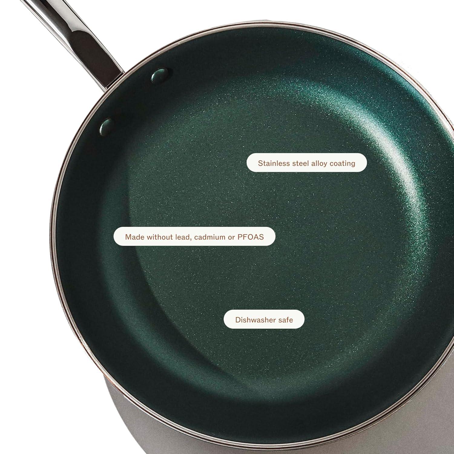 10.5 Inch Green Ceramic Coated Stainless Steel Frying Pan