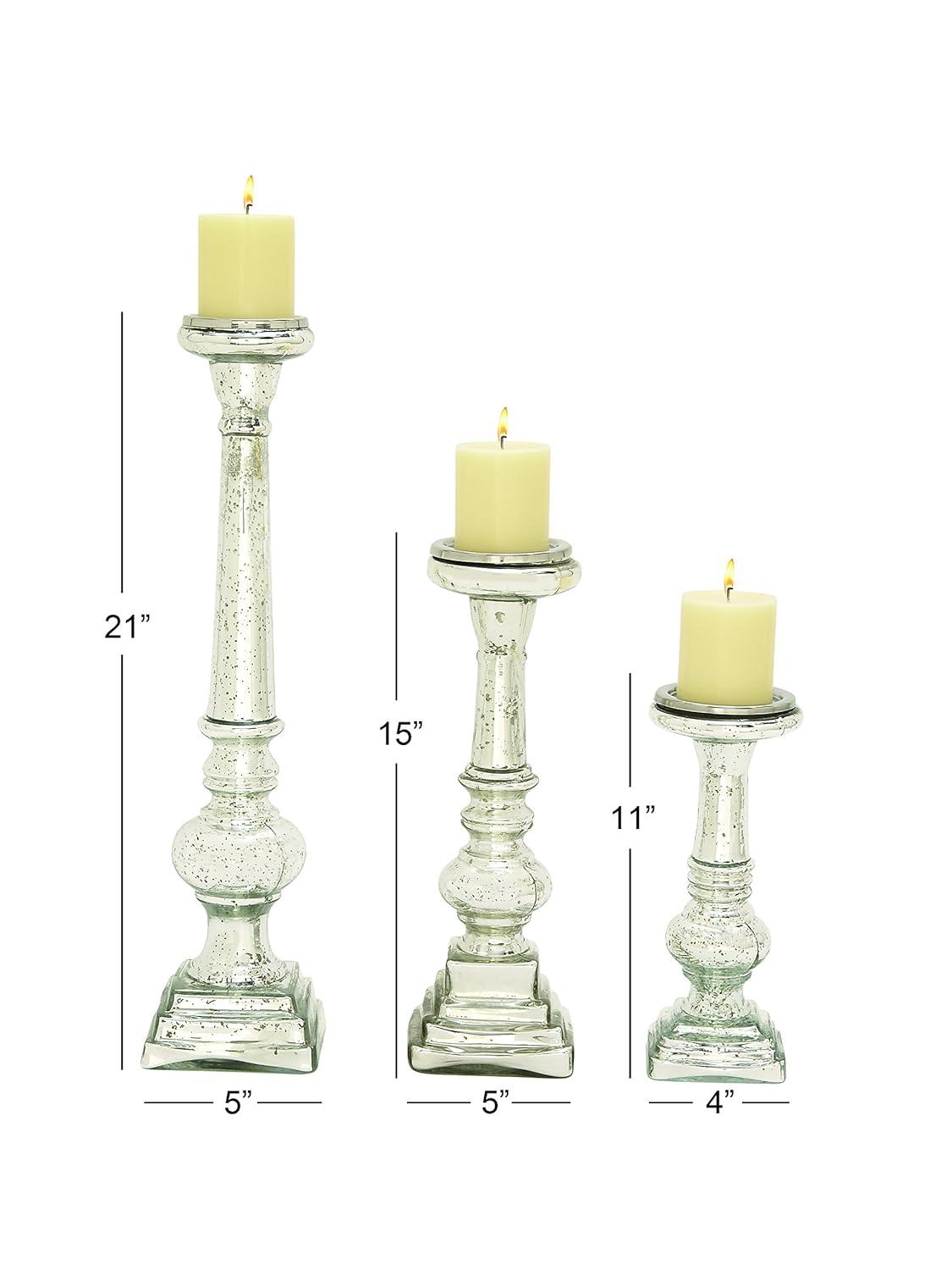 Set of 3 Traditional Glass Candle Holders - Olivia & May