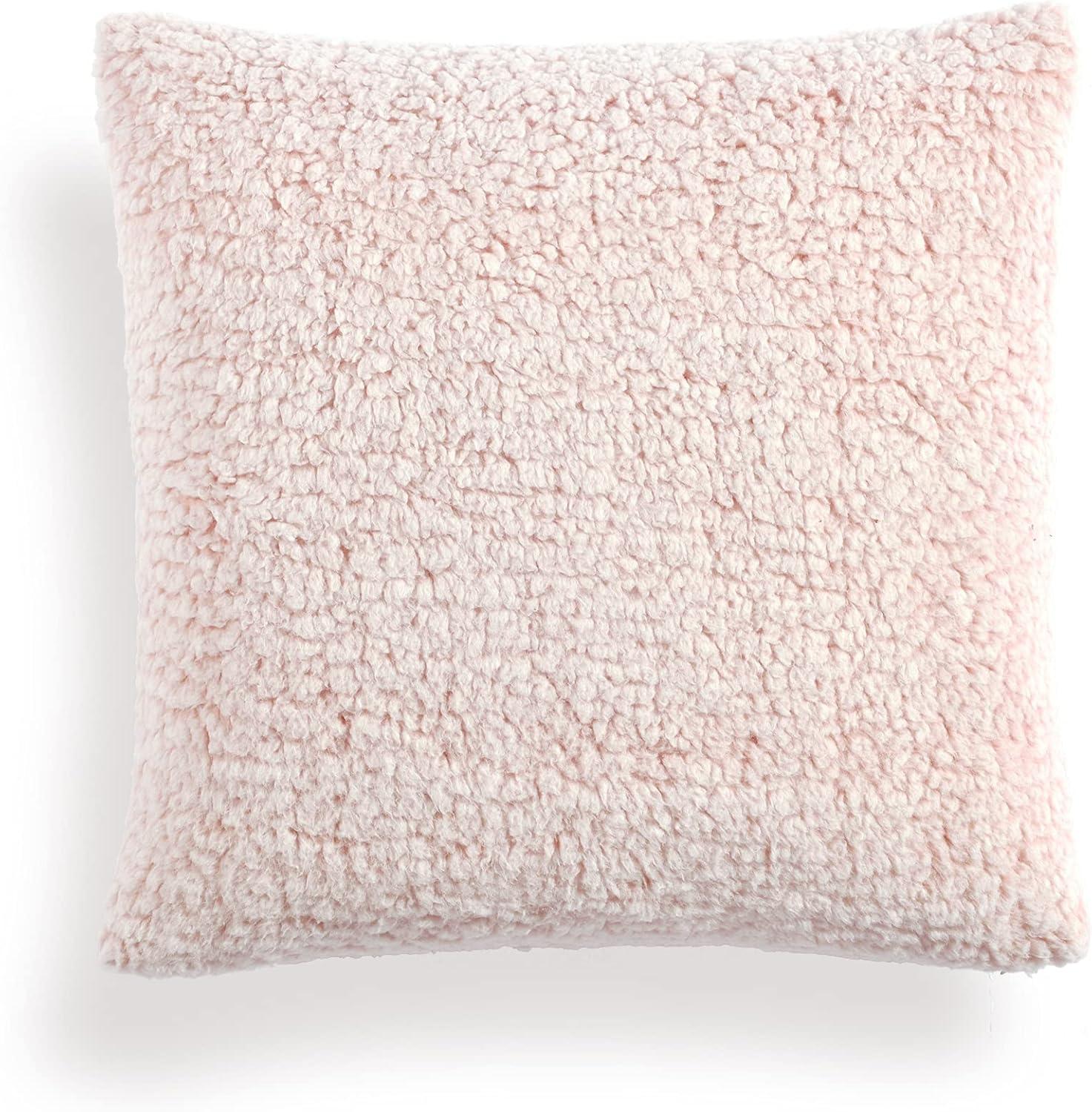 Lush Decor Cozy Soft Sherpa Reversible Decorative Pillow Cover - Blush - 20 L x 20 W In.