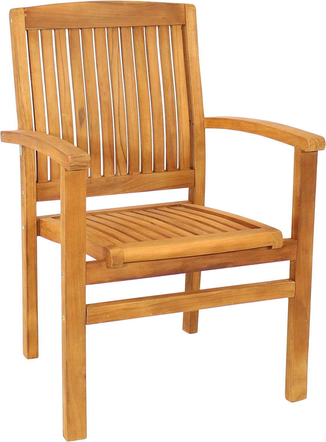 Red Barrel Studio® Vivioville Solid Teak Outdoor Stackable Dining Chair