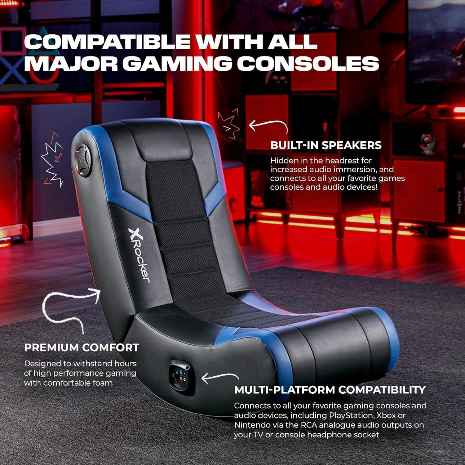 X Rocker Video Gaming Floor Rocker Chair, Built-in Audio, Back to School, Foldable, for Gamers, Bedroom, or Game Room for Boys, Girls, Teens 5-17