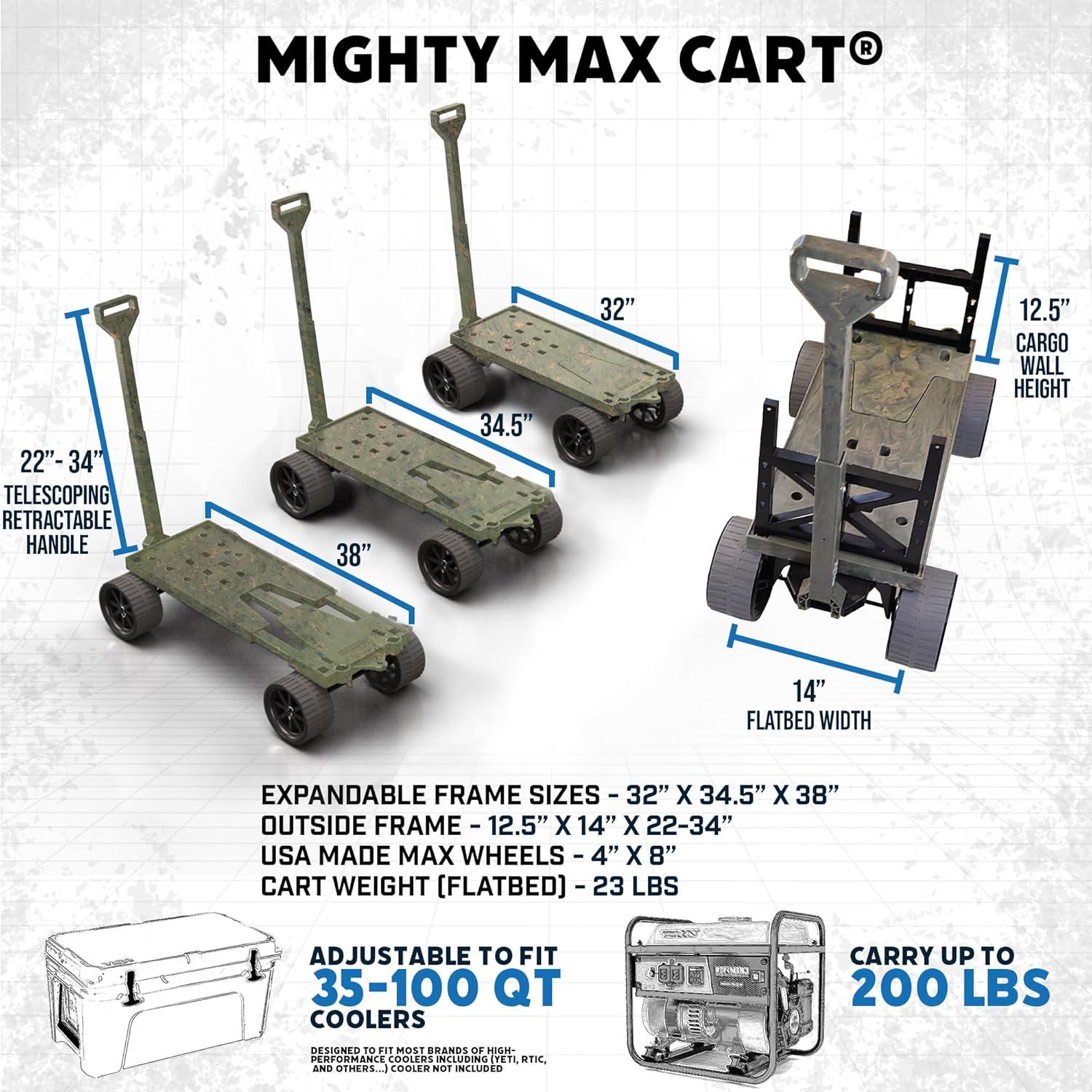 Mighty Max Cart® Camo Outdoor Fishing Cart, Cooler Wheel Kit, Never-Flat 8-Inch Wheels, with CamoTub