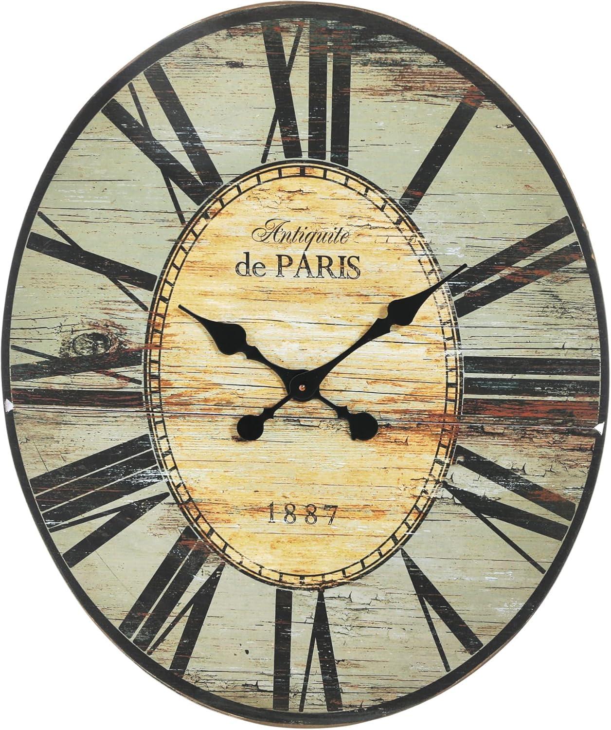 Woven Paths 29" Oval Distressed Grey Wood Wall Clock