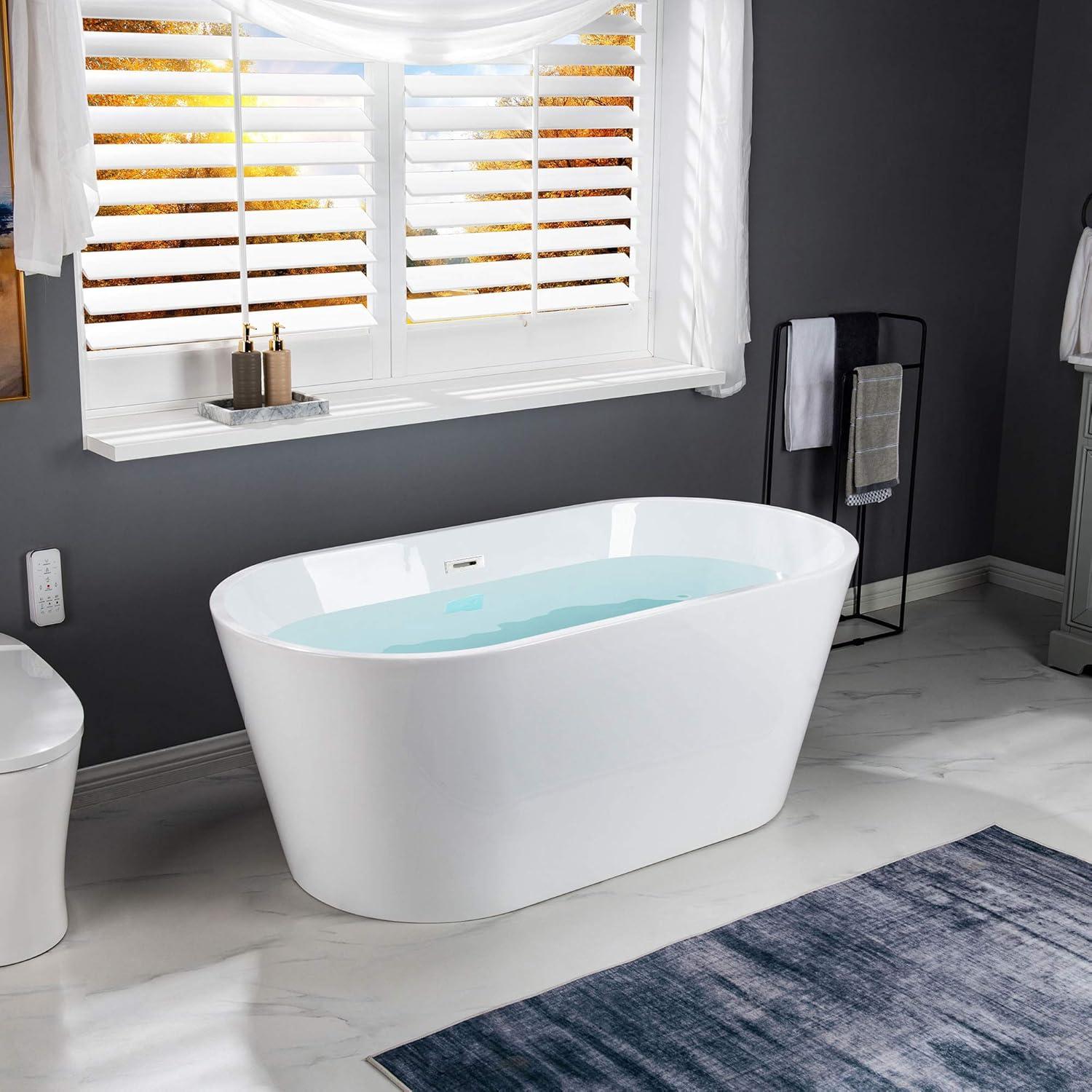 59'' Freestanding Soaking Acrylic Bathtub