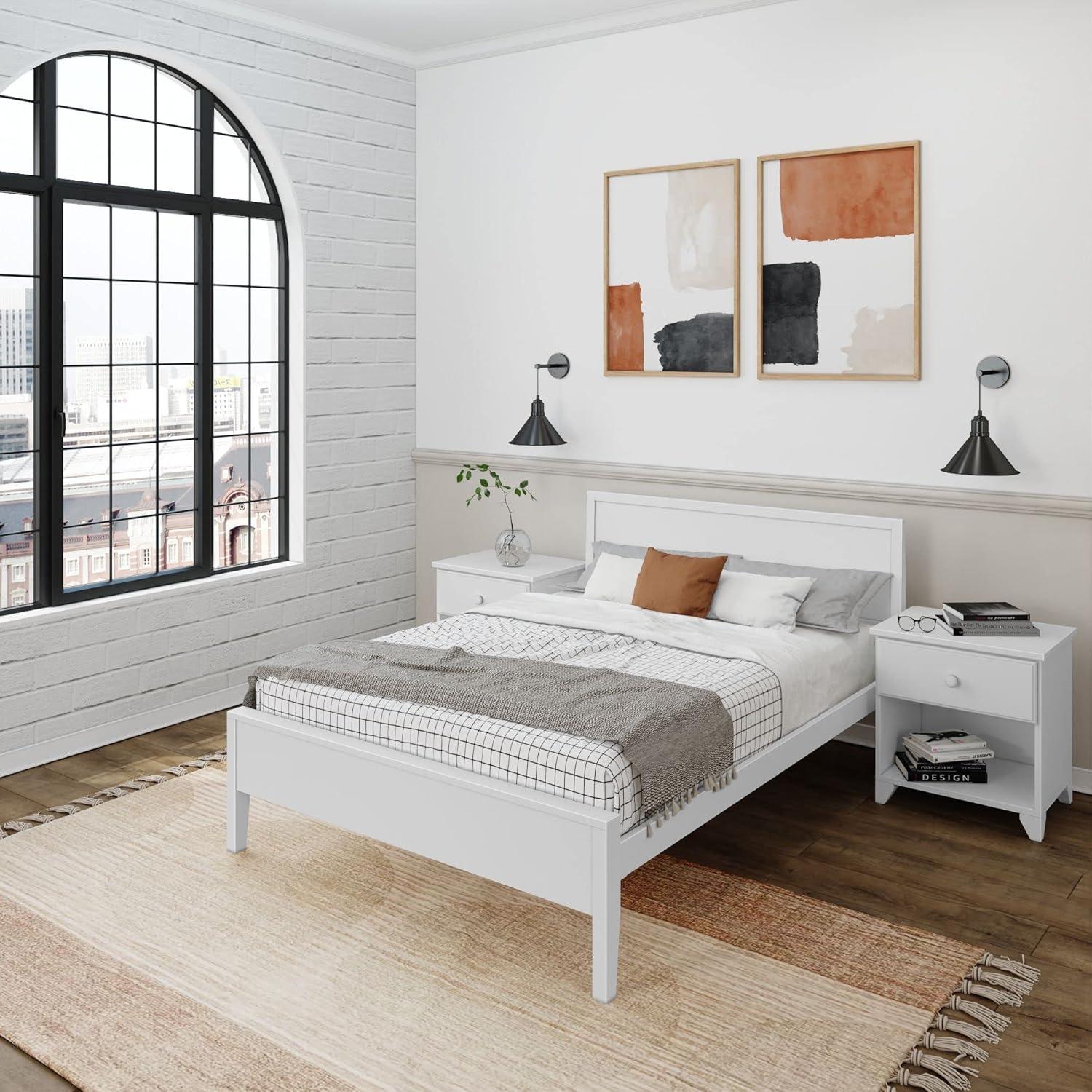 Plank+Beam Solid Wood Full Size Bed Frame with Headboard, Modern Platform Bed for Adults