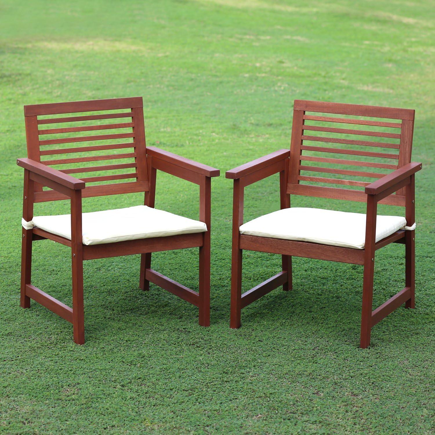 Furinno FG161249 Tioman Teak Hardwood Outdoor Armchair with Cushion, Set Of Two