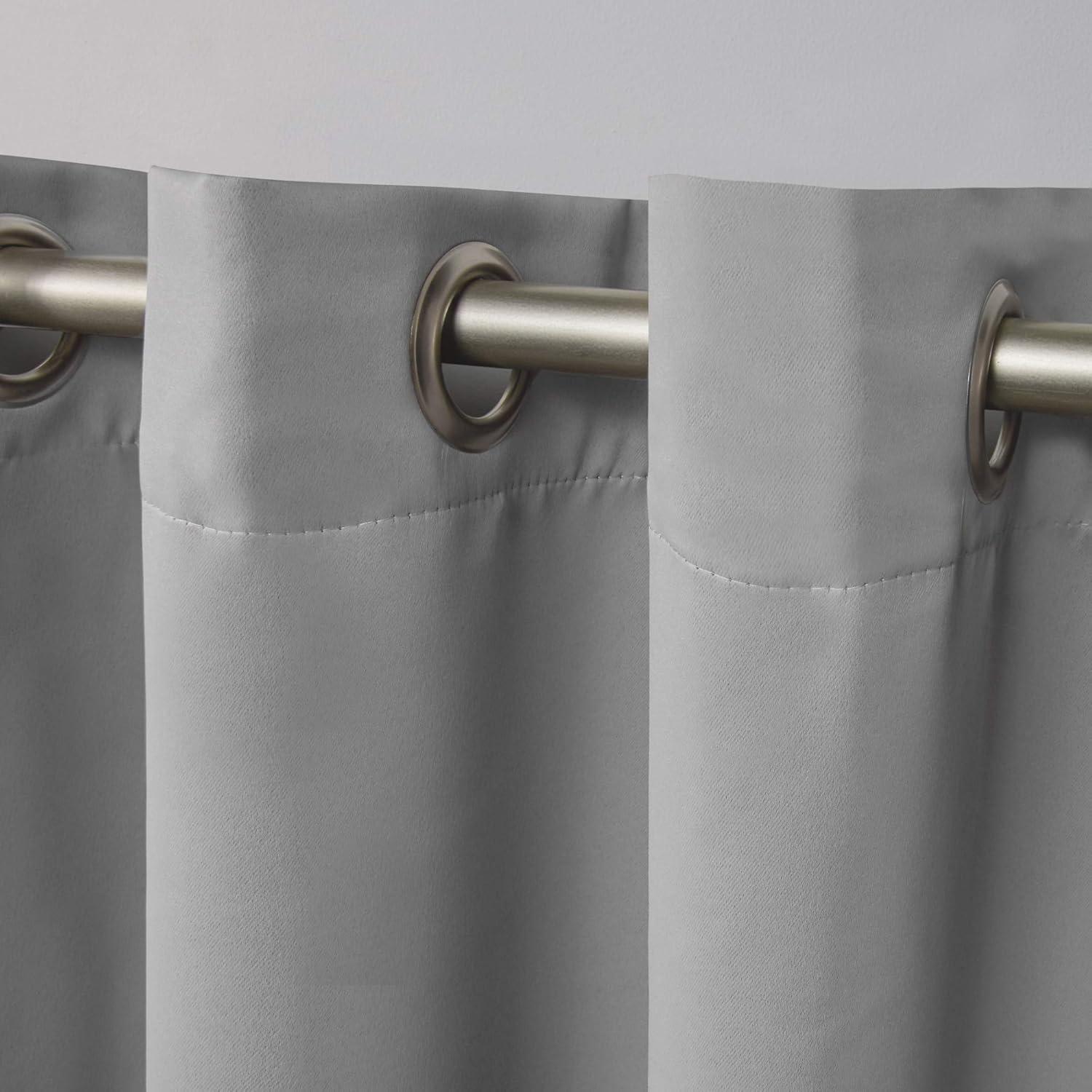 Exclusive Home Sateen Twill Woven Room Darkening Blackout Grommet Top Curtain Panel Pair, 52"x84", Veridian Grey