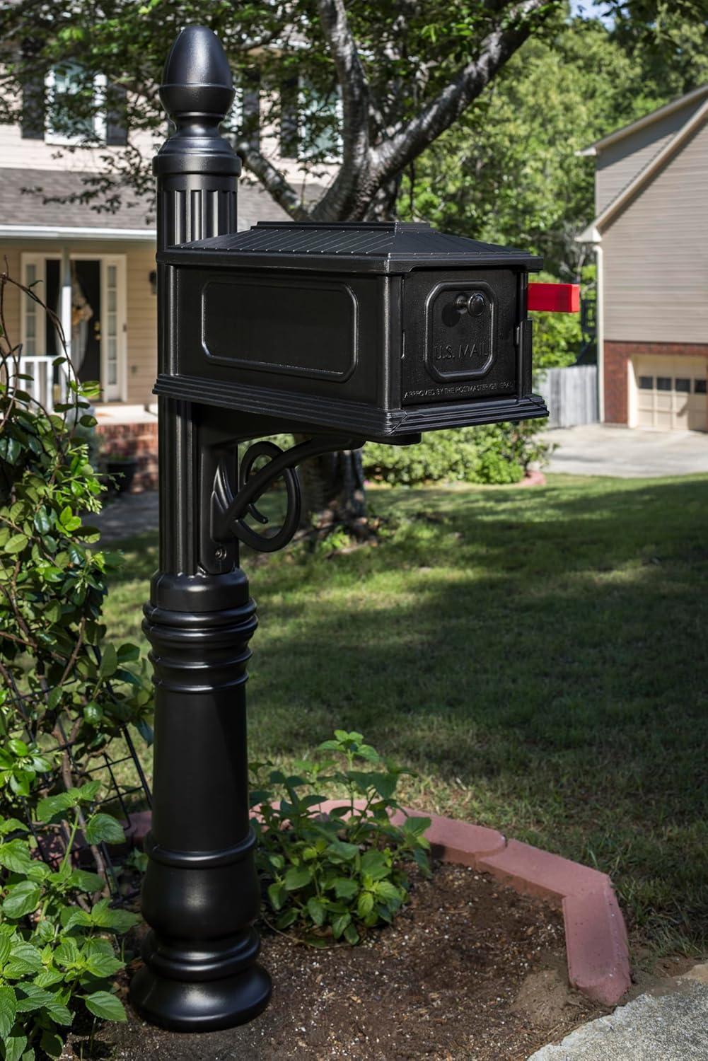 Gibraltar Mailboxes Stratford Decorative Plastic Post Mount Black Mailbox