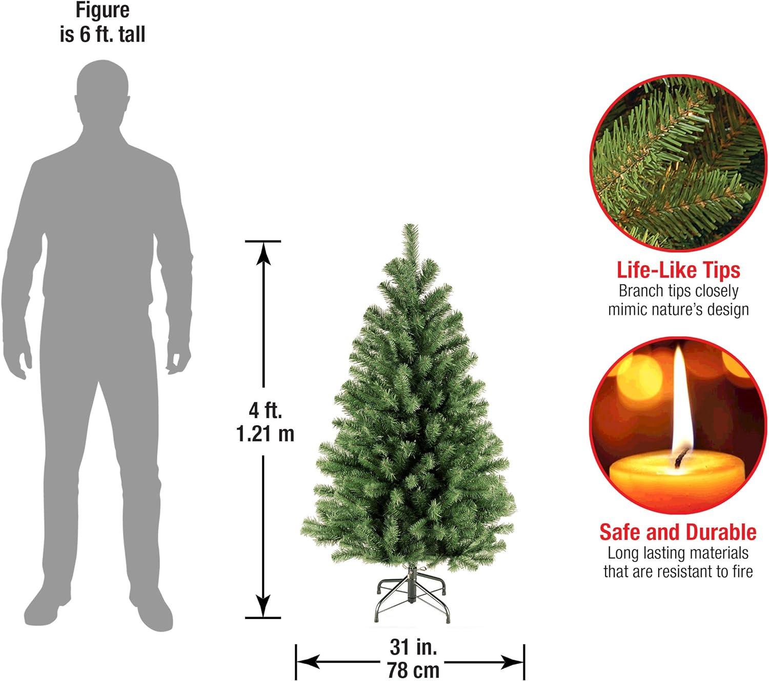 National Tree Company Artificial Full Christmas Tree, Green, North Valley Spruce, Includes Stand, 4 Feet