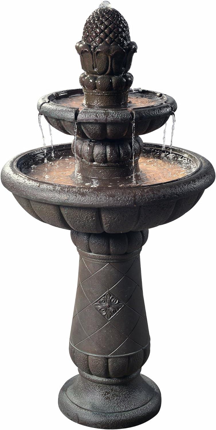 Teamson Home 33.27" Polyresin Cascading Bowls & Stacked Stones LED Fountain: Rust-Resistant, Electric Pump, Ground Freestanding