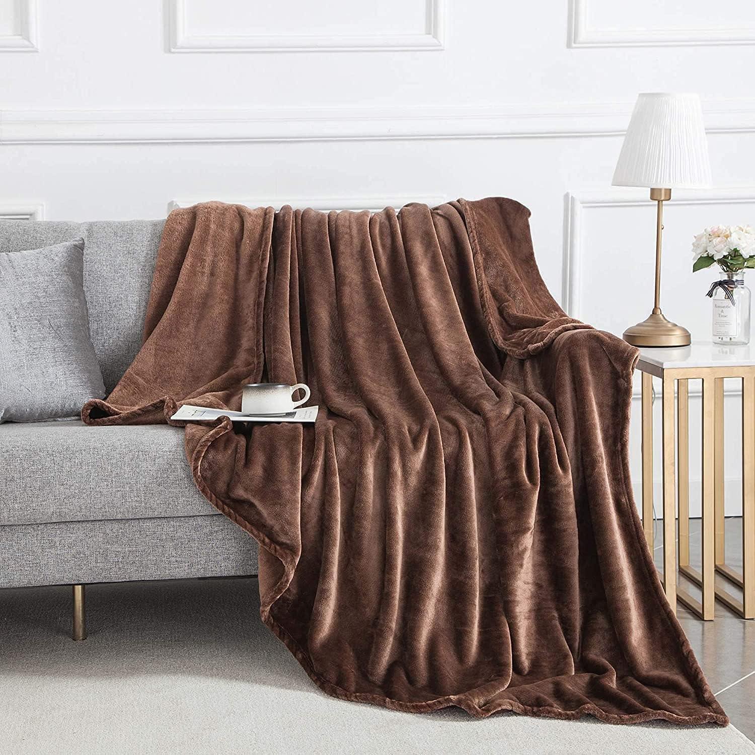 IR Imperial Rooms Super Soft Plush Fleece Bed Blanket, Fluffy for All-Season Twin Coffee