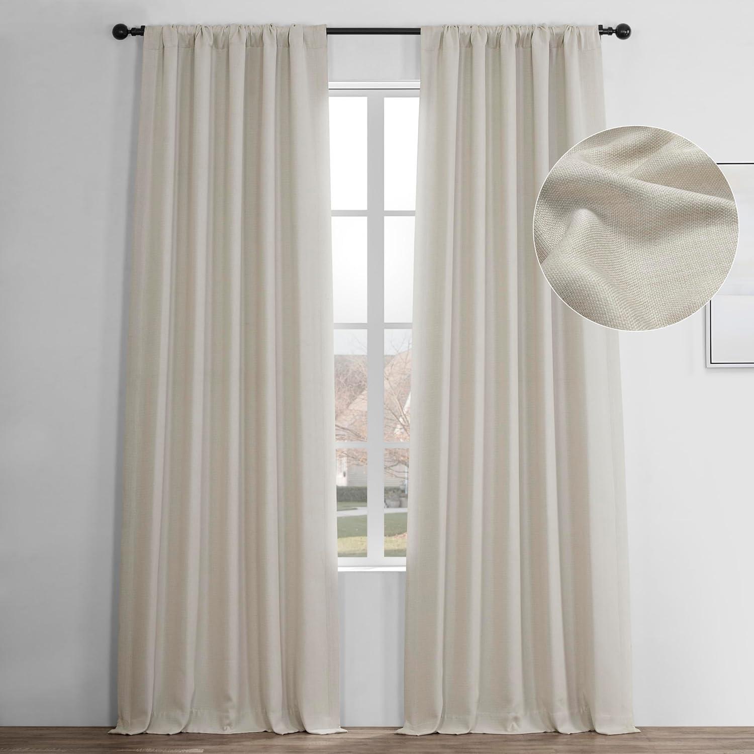 Birch Faux Linen Room Darkening Curtain (1 Panel), Birch, 50W X 96L