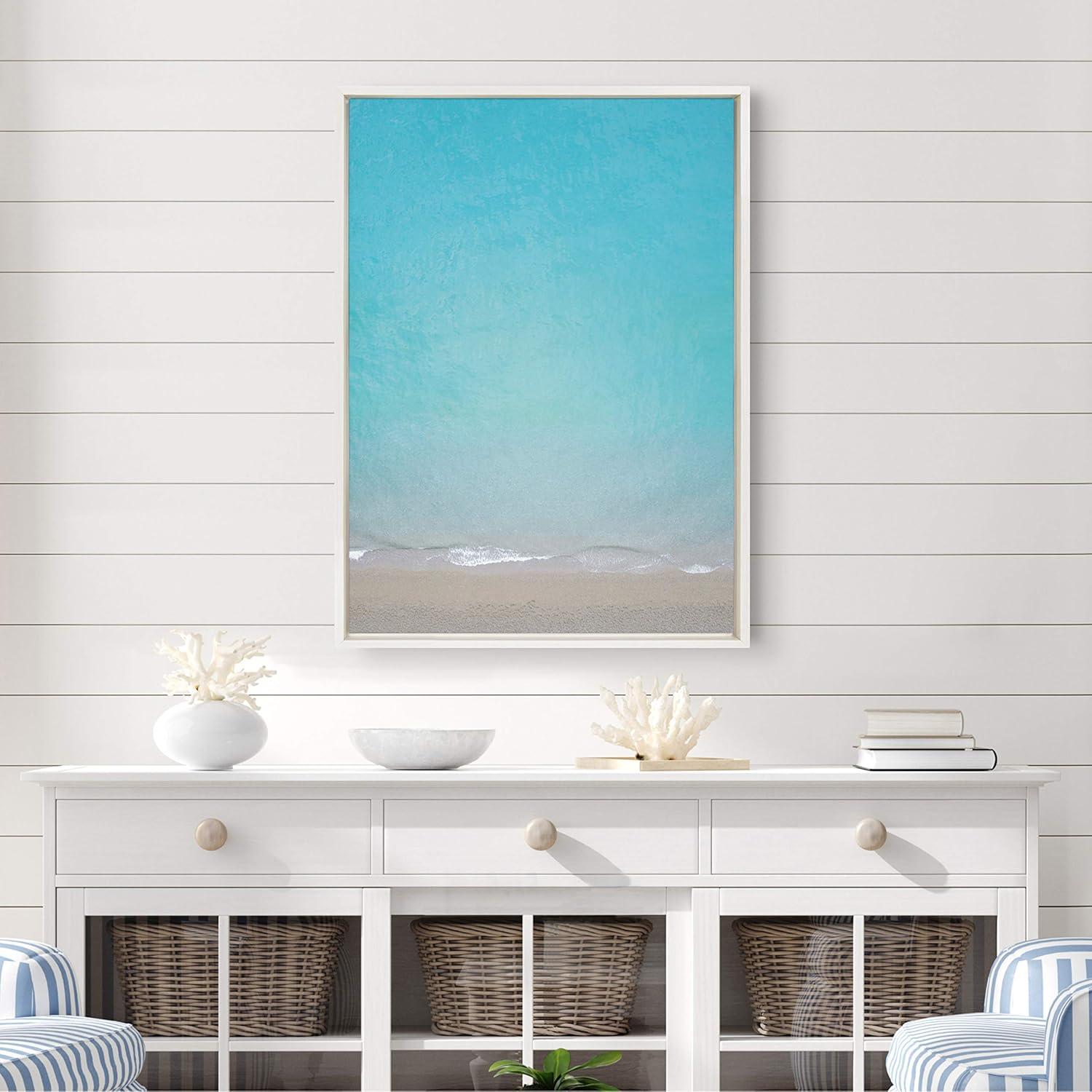 Kate & Laurel All Things Decor 23" x 33" Sylvie Postiano 7 Framed Canvas by Rachel Dowd White: Modern Vertical Wall Art, Ocean Subject