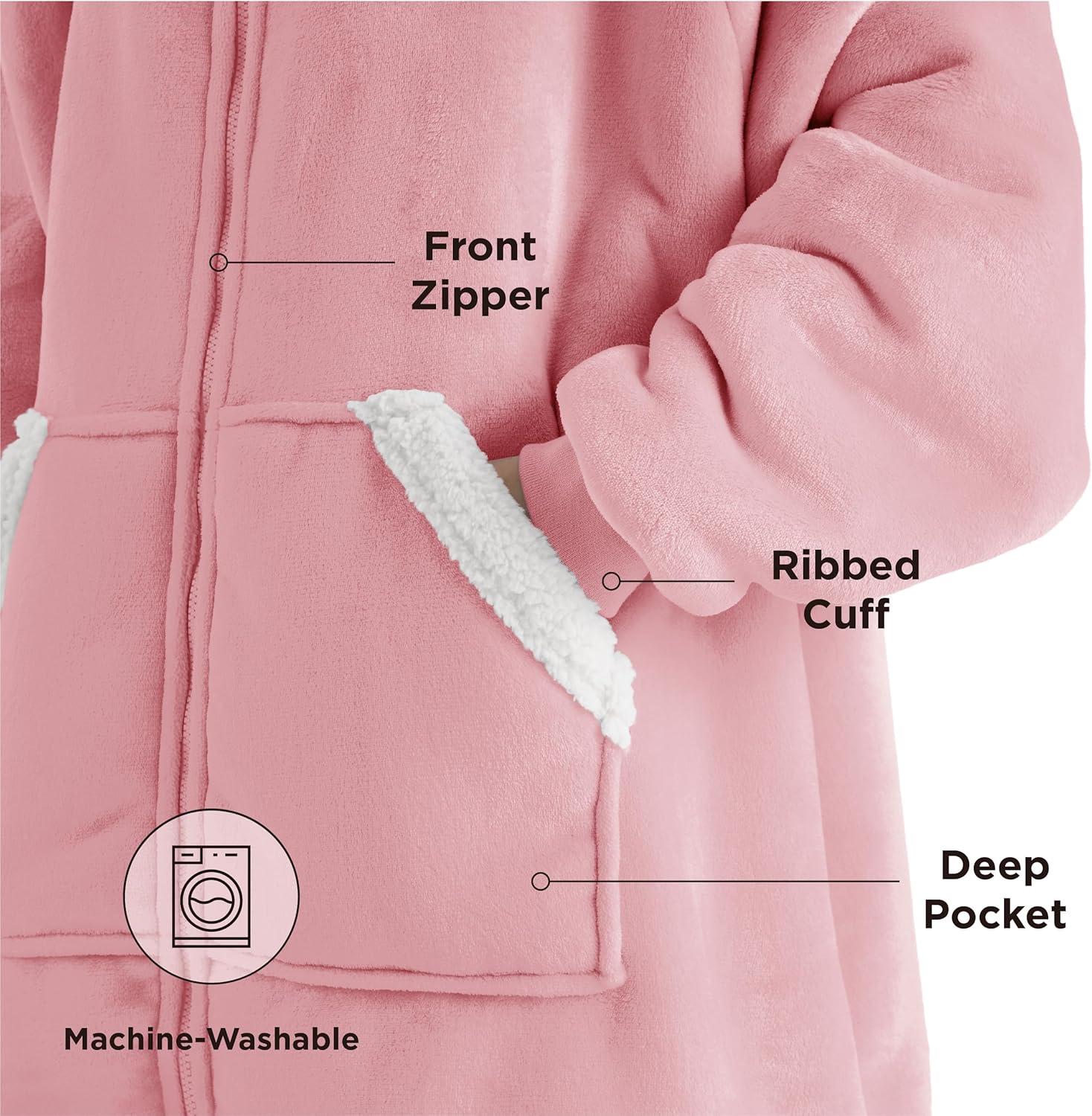 Bedsure Bedsure Blanket Hoodie - Sherpa Wearable Blanket With Zipper As Gifts For Mom Women Girlfriend, Winter Cozy Blanket Jacket