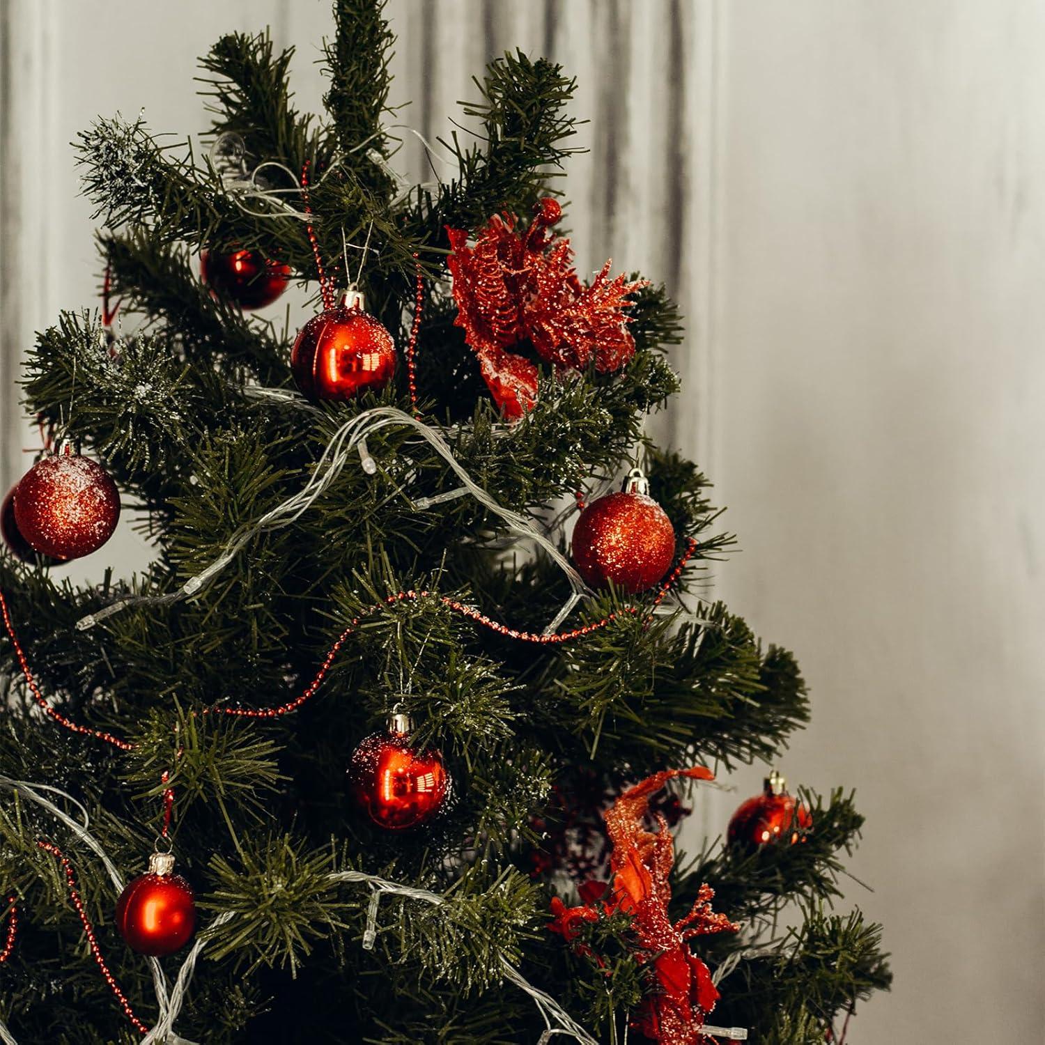 Wine Red Shatterproof Plastic Christmas Ball Ornaments Set
