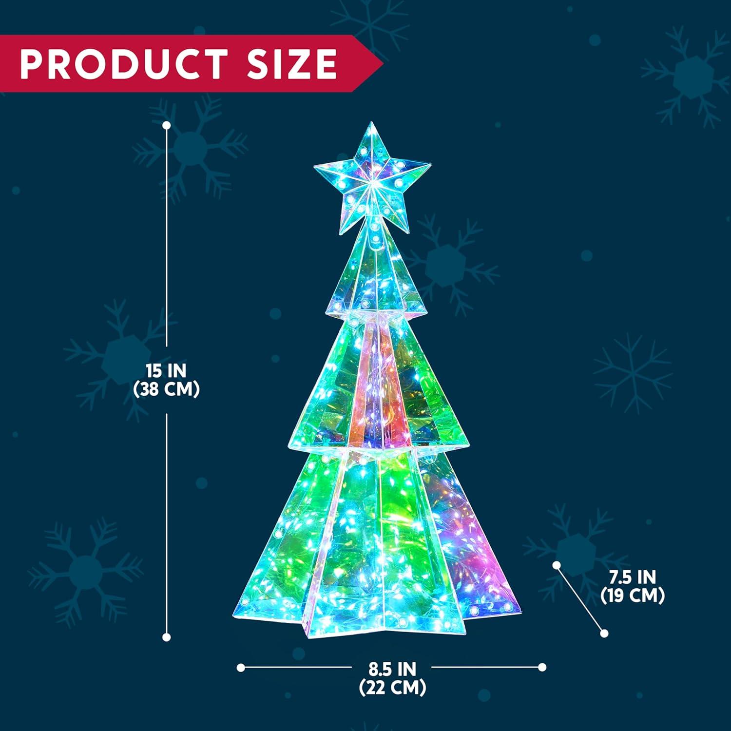 15" Multicolor Prismatic PVC Christmas Tree Light