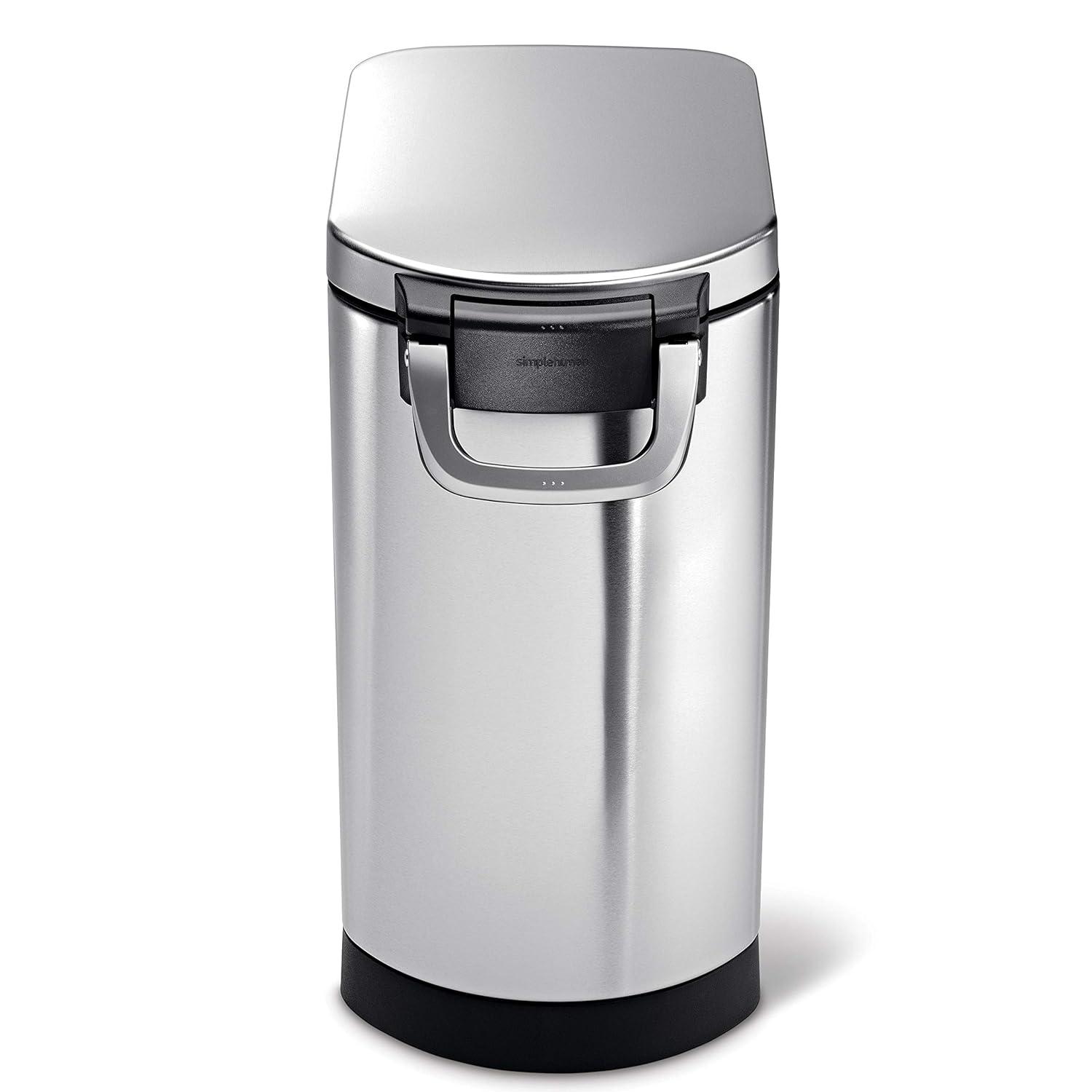 simplehuman Pet Food Storage Container Stainless Steel for Dog Food, Cat Food, and Bird Feed