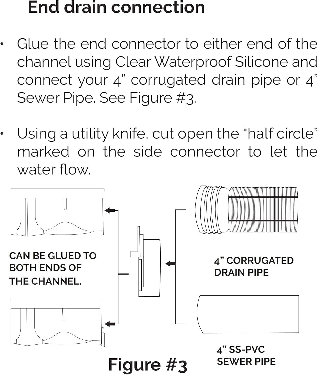 Black Plastic End Outlet Connector for UA-100 Drain System