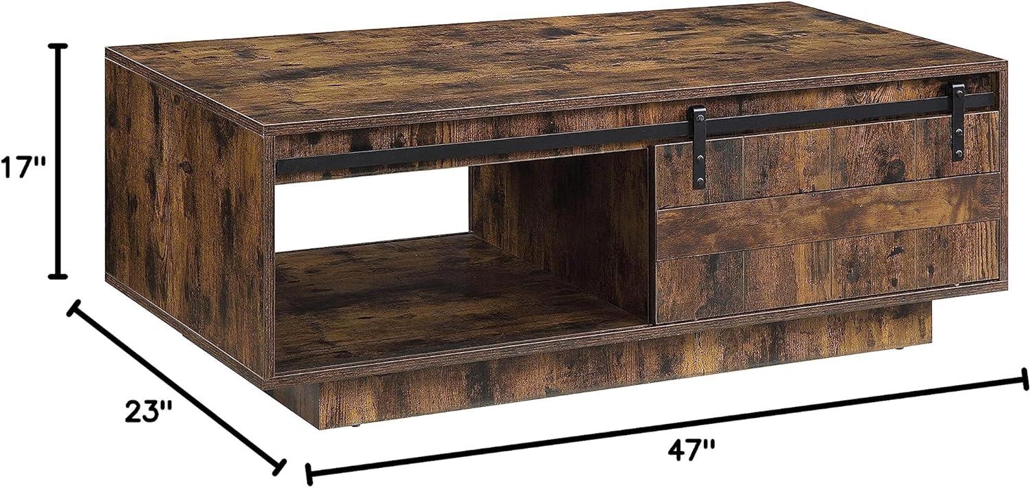 ACME Bellarosa Wooden Rectangular Storage Coffee Table in Rustic Oak