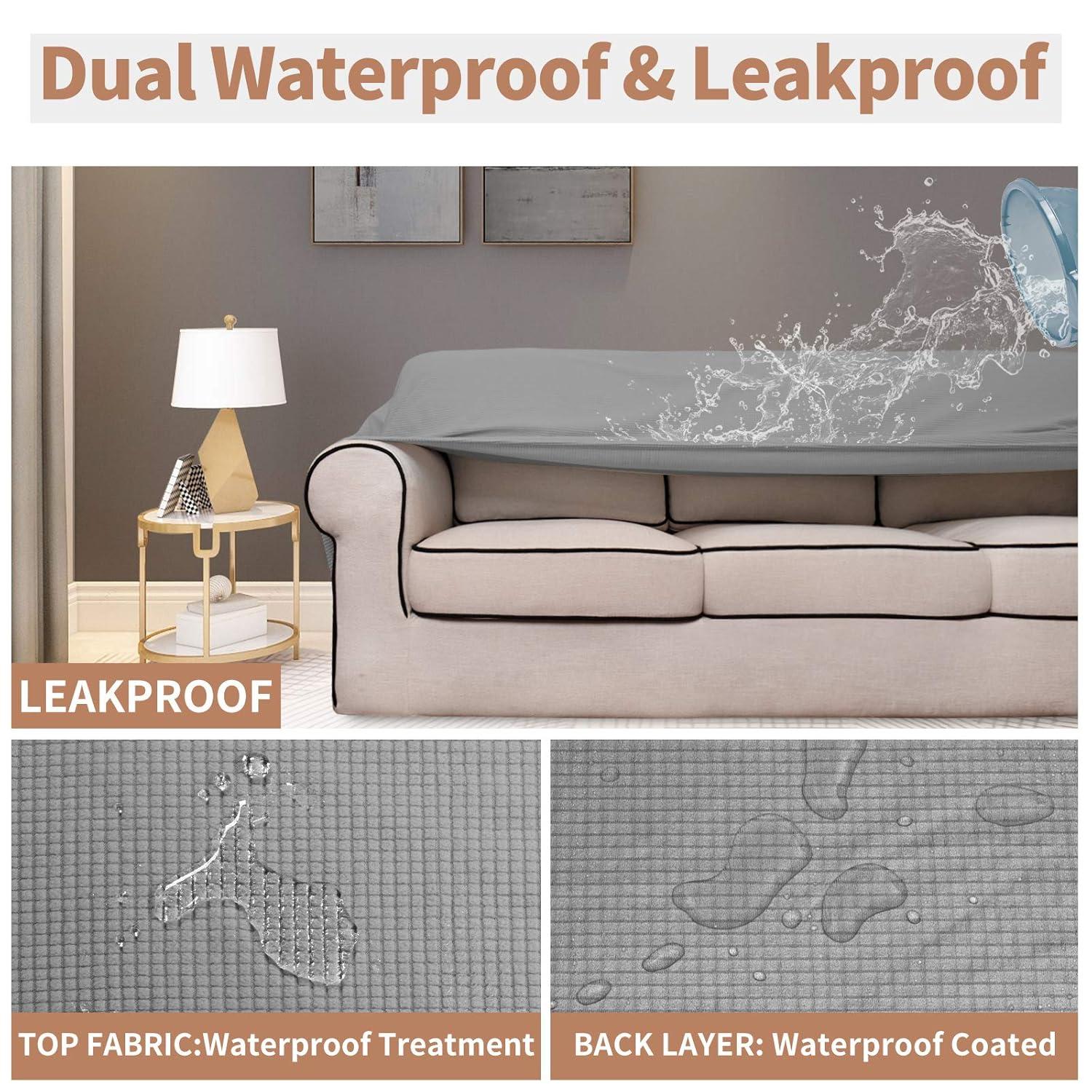 Easy-Going Stretch Jacquard Couch Cover, 1-Piece Soft Sofa Cover, Sofa Slipcover with Anti-Slip Foams, Washable Furniture Protector for Kids, Pets (Sofa, Light Gray1)