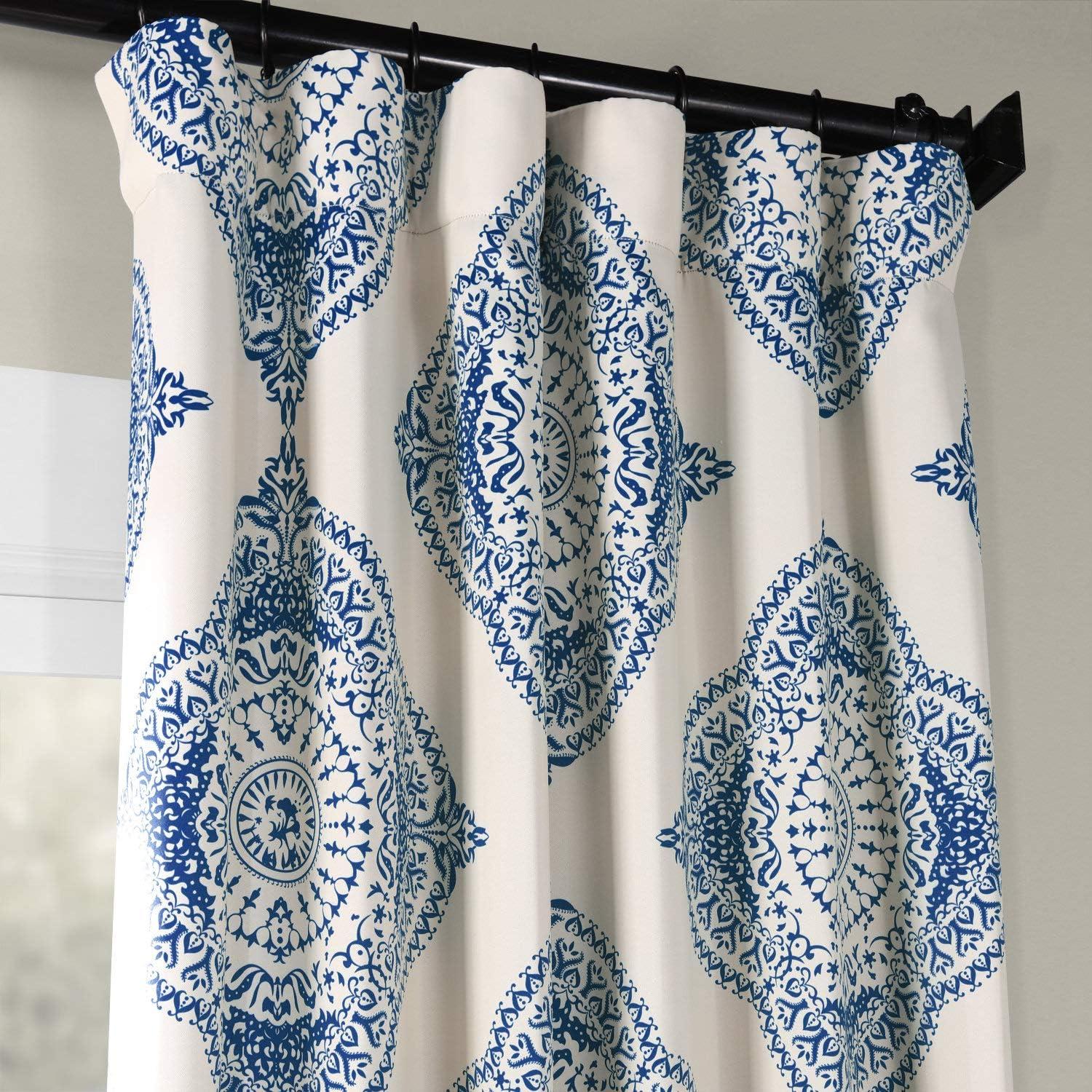 Henna Blue Blackout Room Darkening Curtain (1 Panel), Henna Blue, 50W X 120L