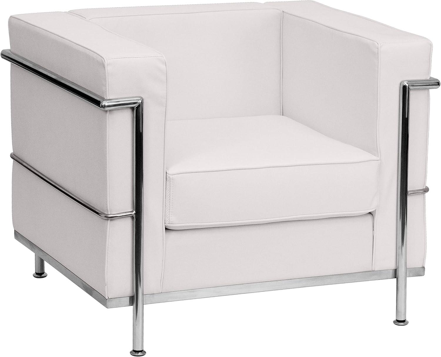 Flash Furniture HERCULES Regal Series Contemporary Melrose White LeatherSoft Chair with Encasing Frame
