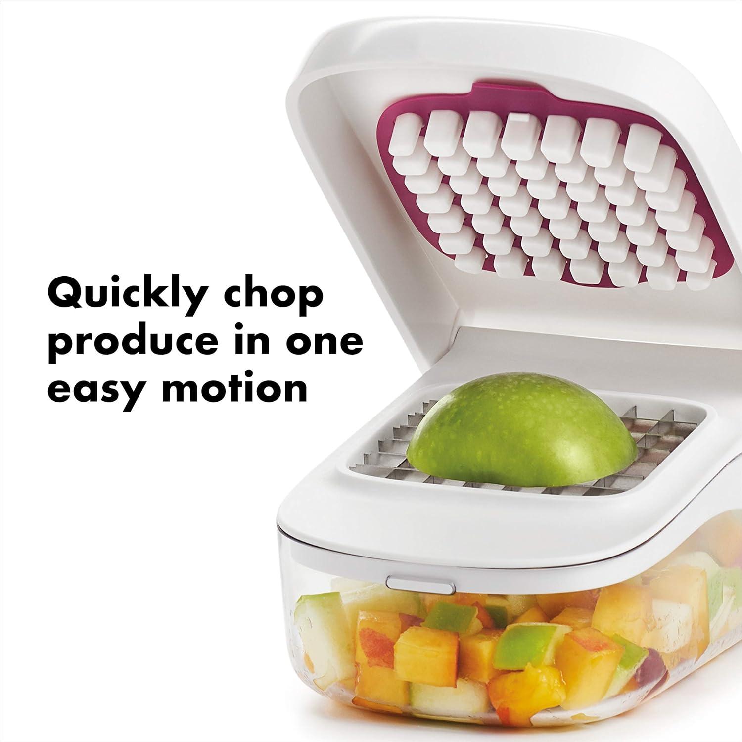 White Stainless Steel Easy Pour Vegetable Chopper