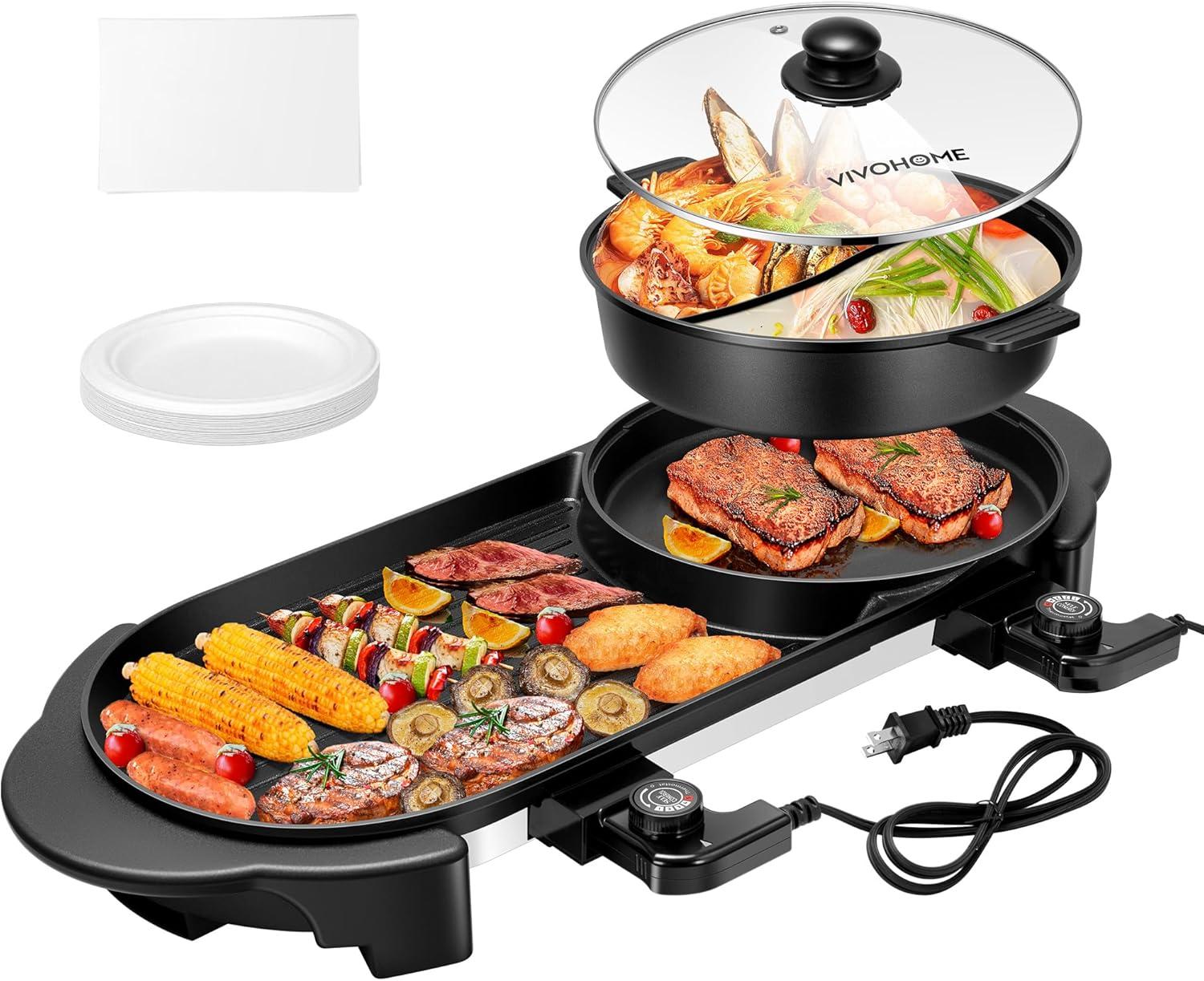 VIVOHOME VIVOHOME 28'' Non Stick Electric Grill with Glass Lid